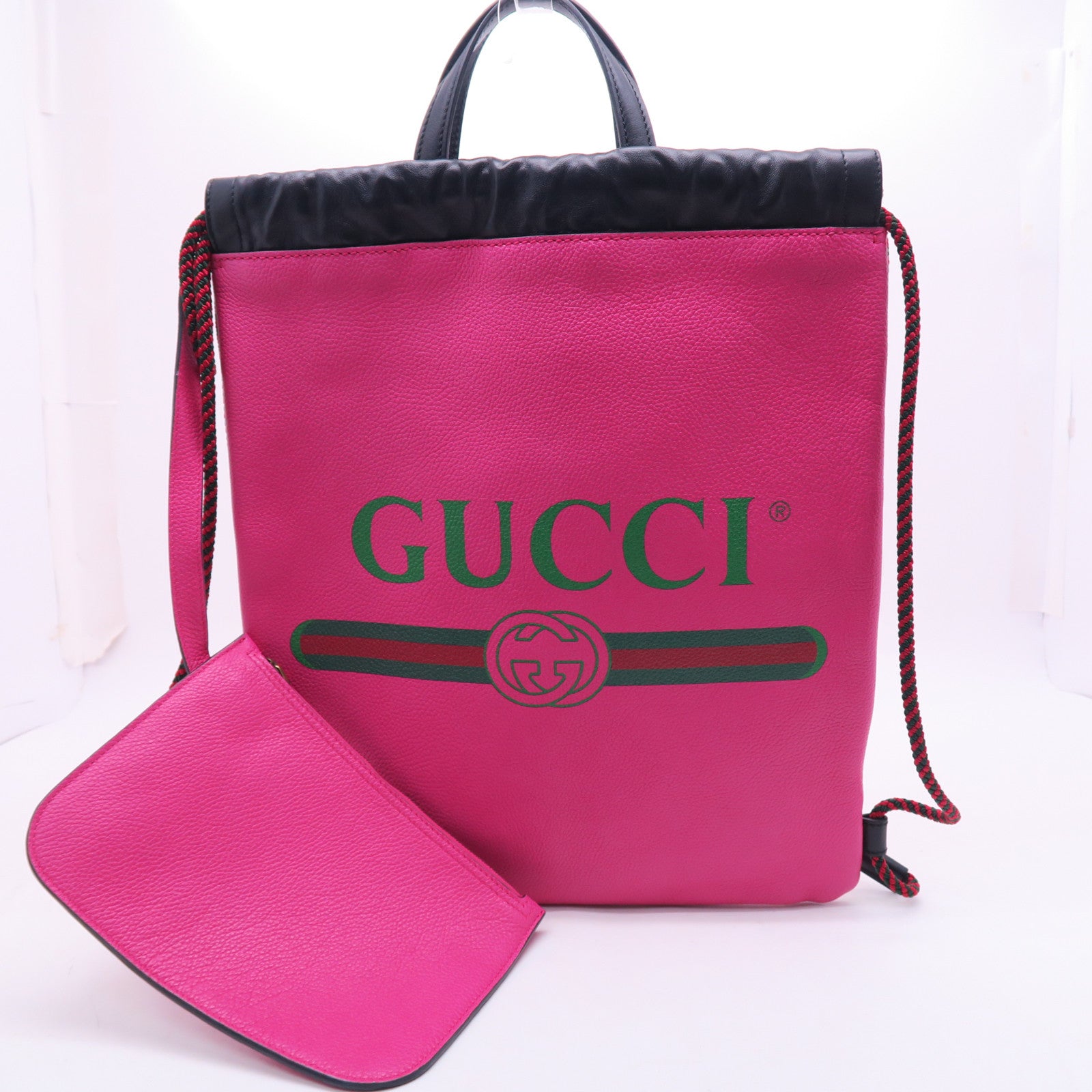 GUCCI 牛皮皮革Drawstring Backpack背包粉紅色