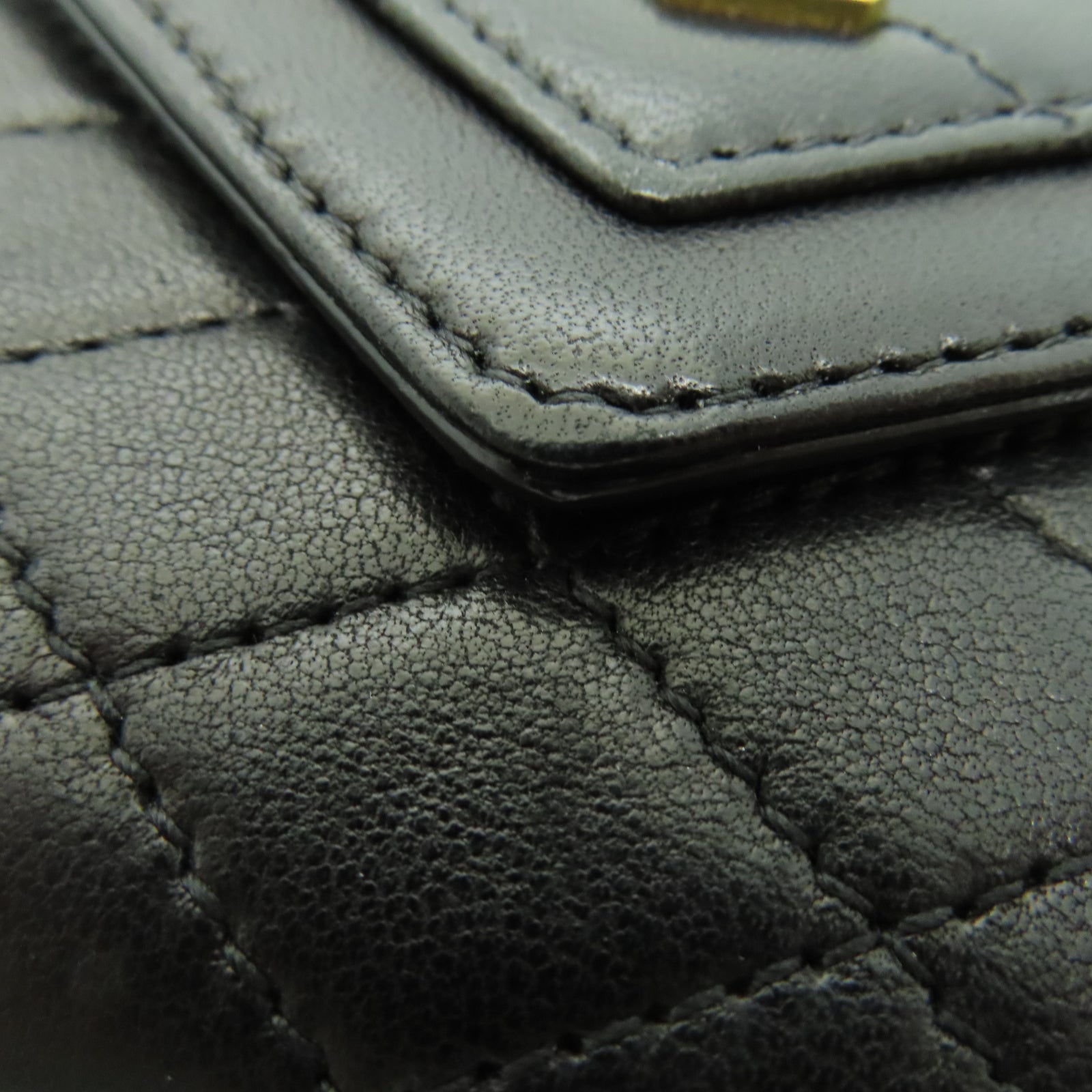 SAINT LAURENT 菱格羊皮皮革Wallet金扣錢包黑色