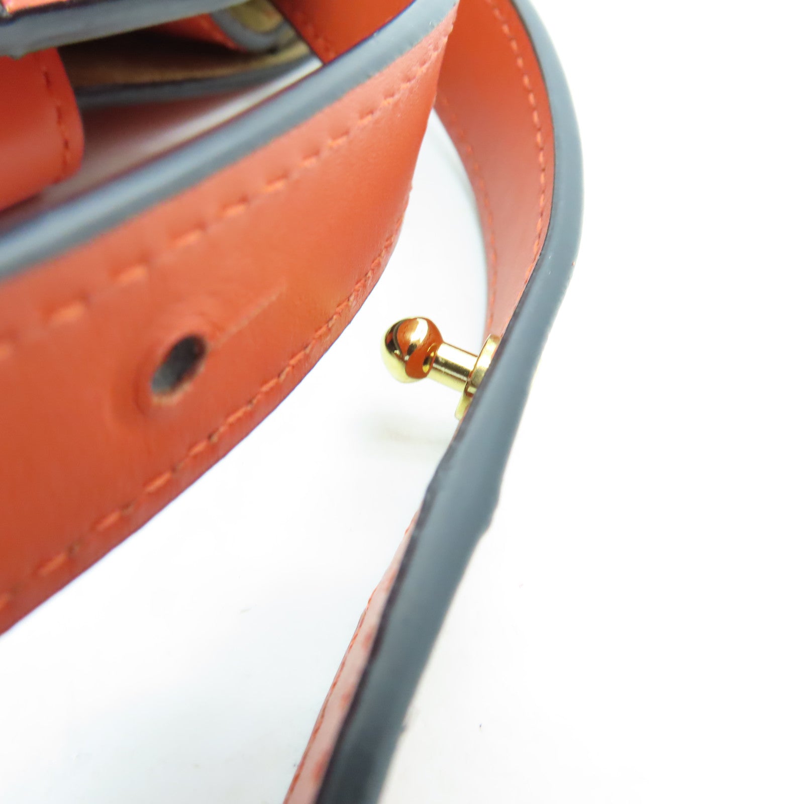 LOEWE 牛皮皮革Gate金扣肩背袋橙色/黑色