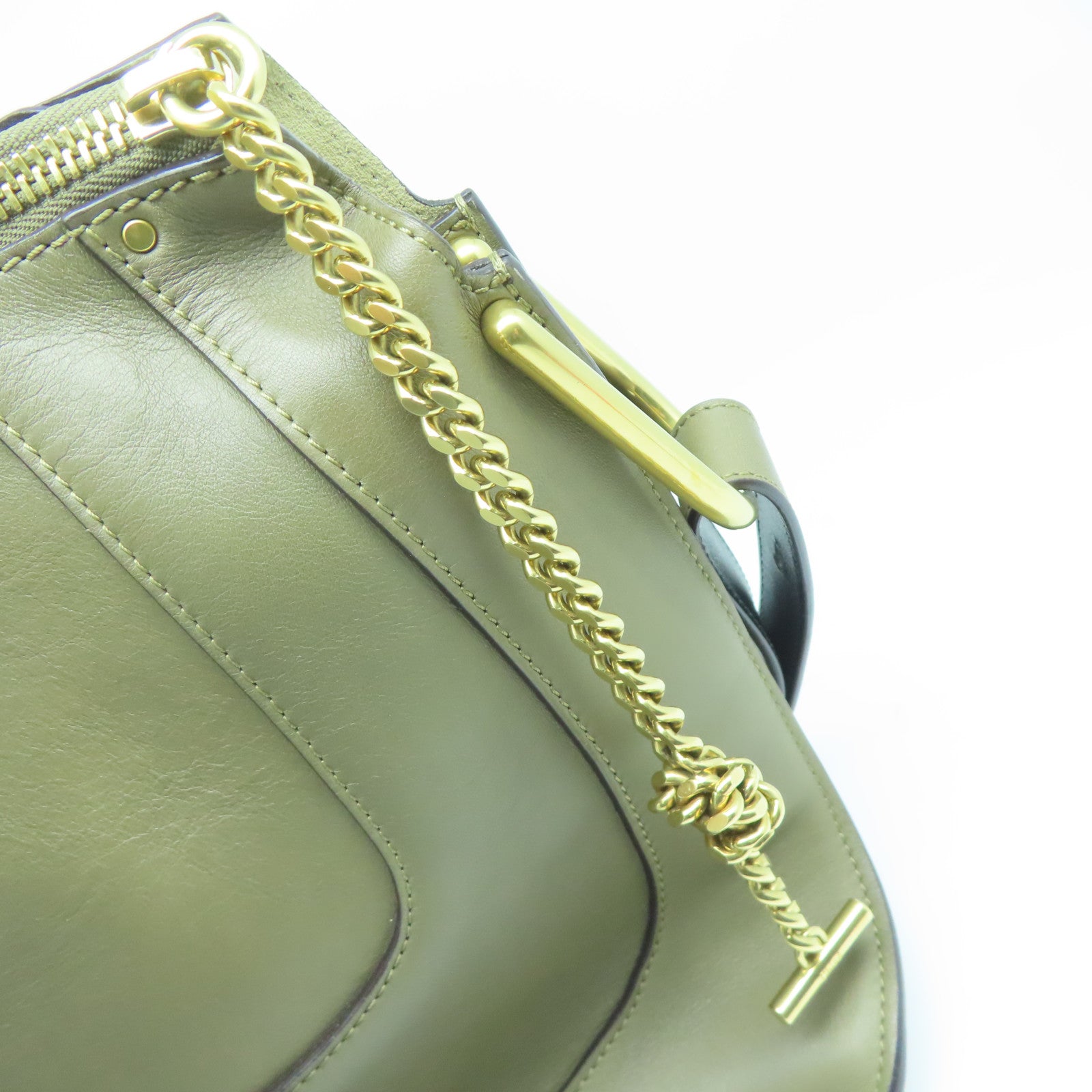 Chloe 牛皮皮革Shoulder Bag金扣肩背袋绿色