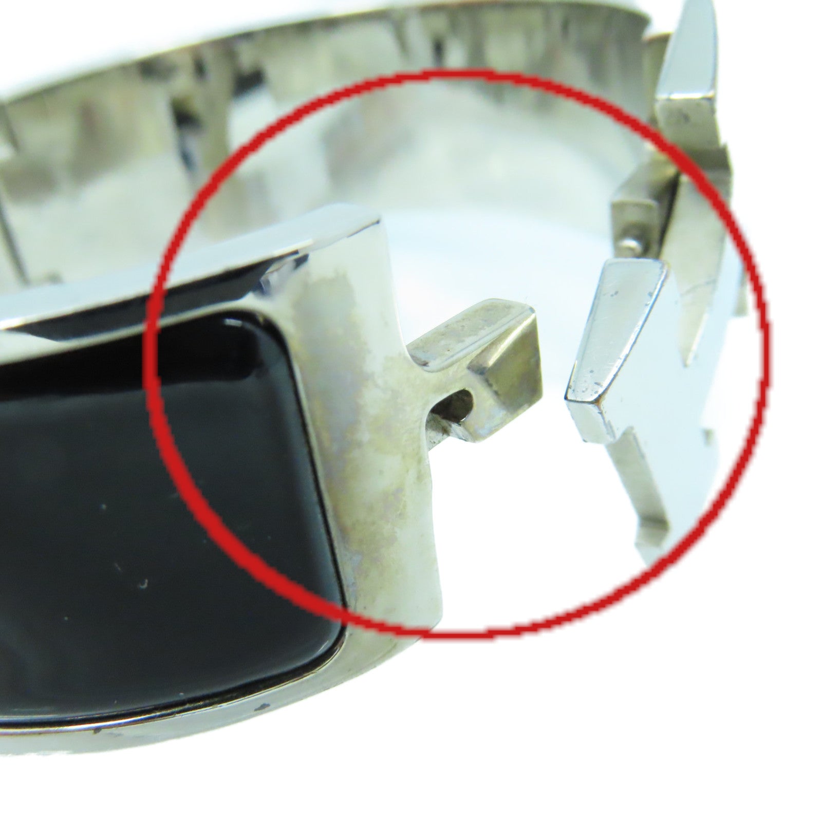 HERMES 金屬/琺瑯Clic-Clac H Bracelet銀扣手鐲黑色