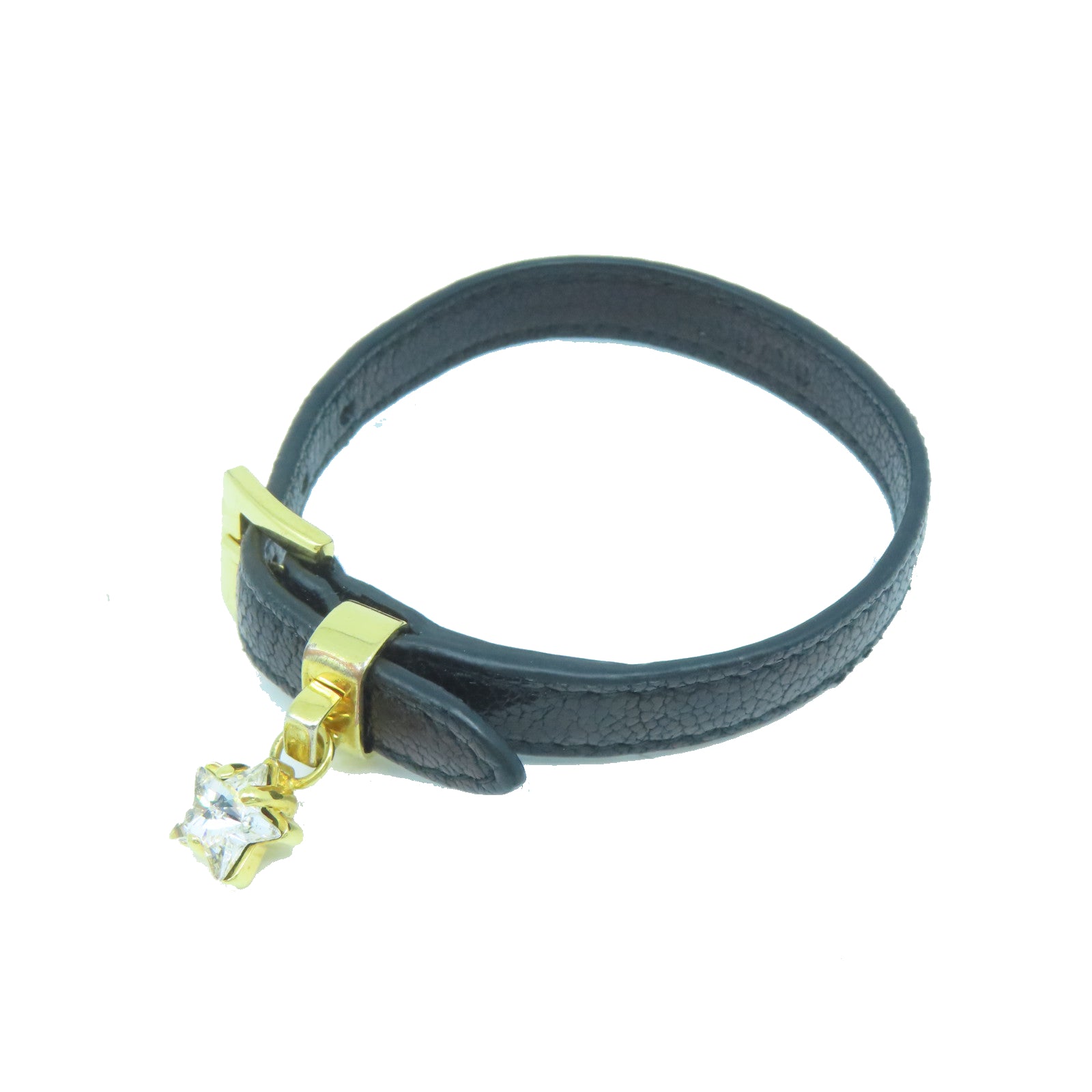 Miu Miu 牛皮皮革/金屬Bracelet金扣手鐲黑色