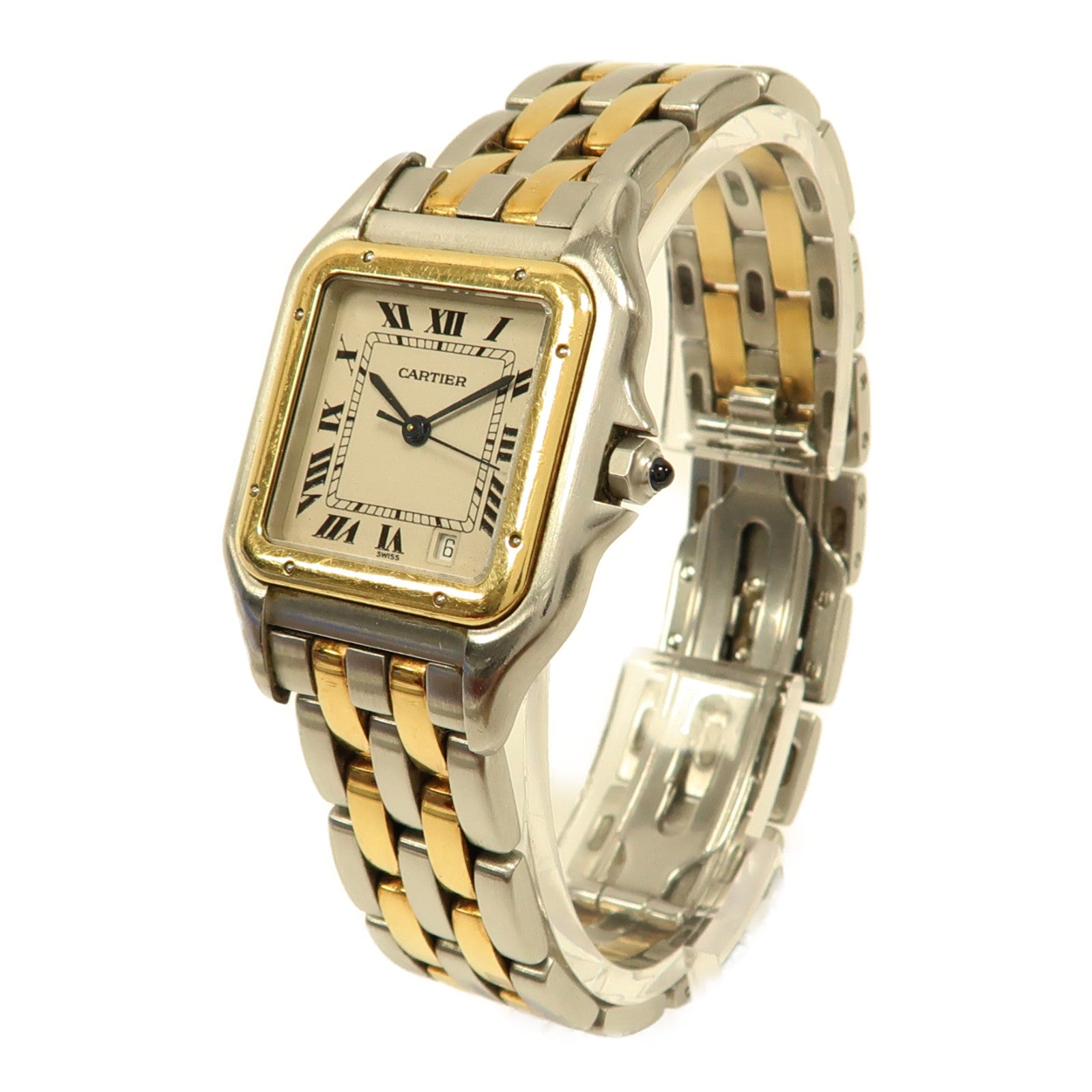 CARTIER Panthere 18K黃金/不鏽鋼手錶石英機芯米色