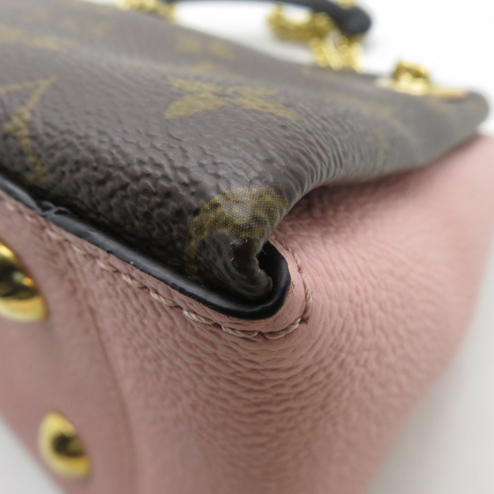 LOUIS VUITTON Monogram Surene BB金扣鏈帶肩背袋啡色/粉紅色
