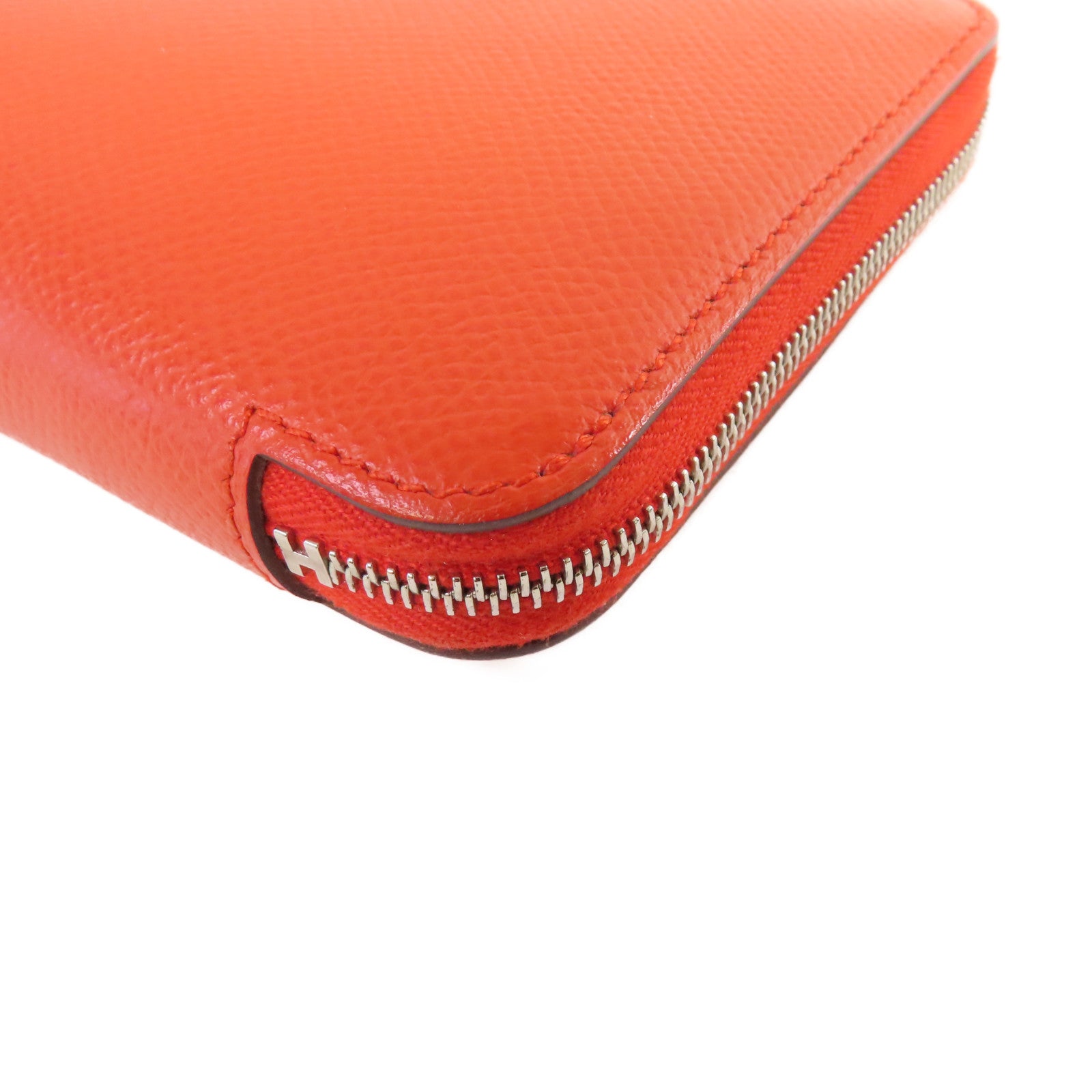 HERMES Epsom皮革Silk In Classic long wallet銀扣長錢包橙色
