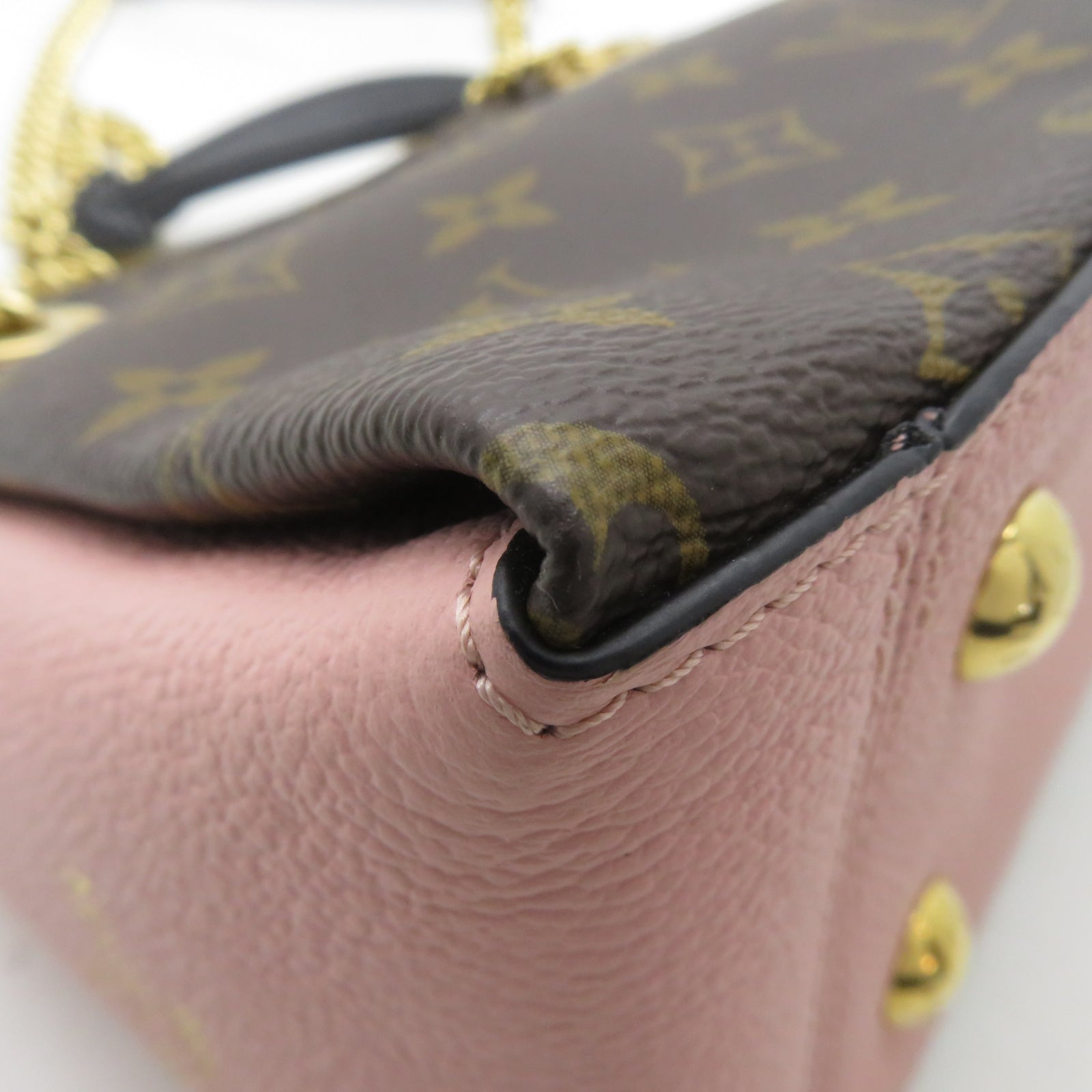 LOUIS VUITTON Monogram Surene BB金扣鏈帶肩背袋啡色/粉紅色