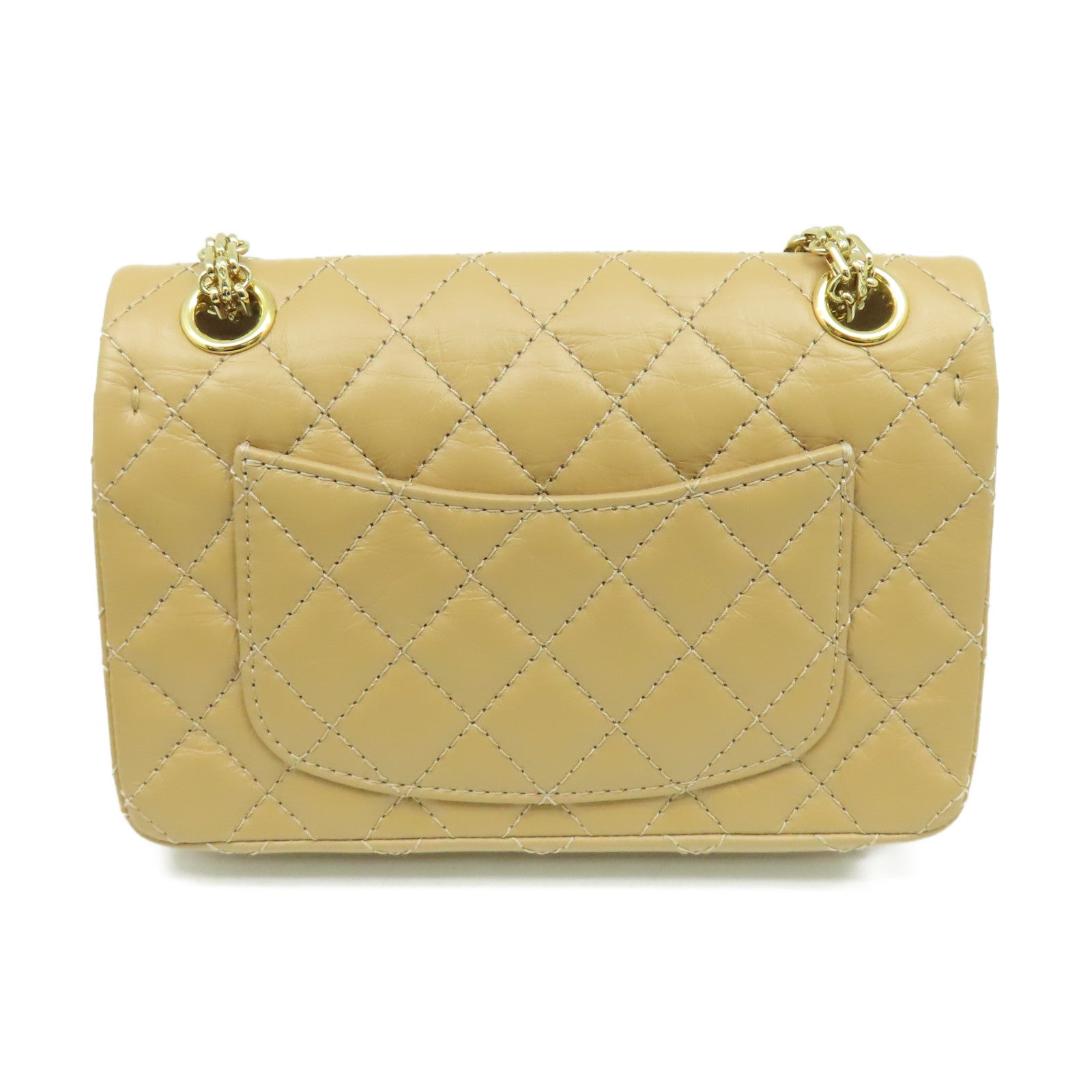 CHANEL 菱格牛皮皮革Mini 2.55 Chain Shoulder Bag金扣鏈帶肩背袋啡色