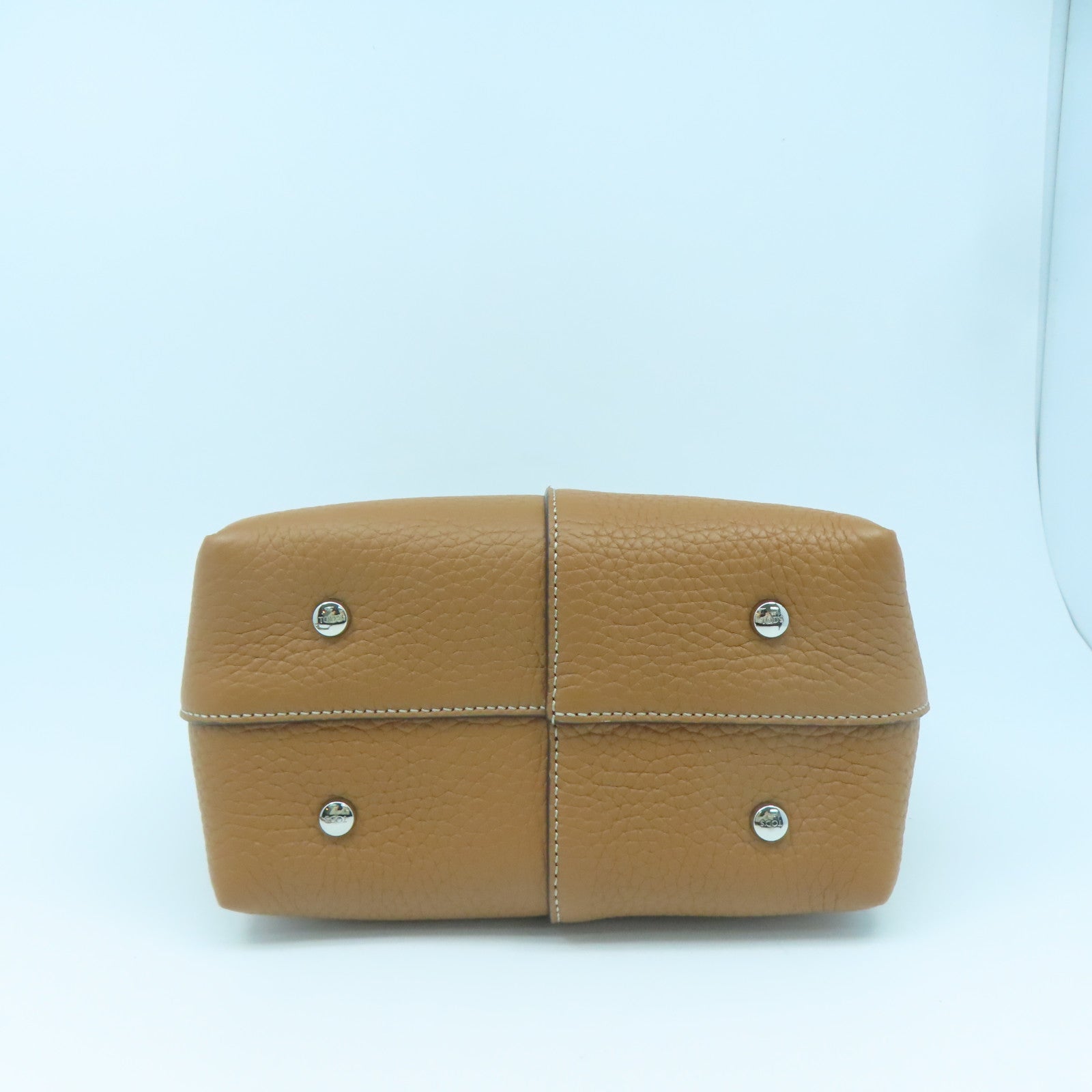 TOD'S Cowhide Leather 2way Shoulder Bag Silver Buckle Handle Shoulder Bag Brown