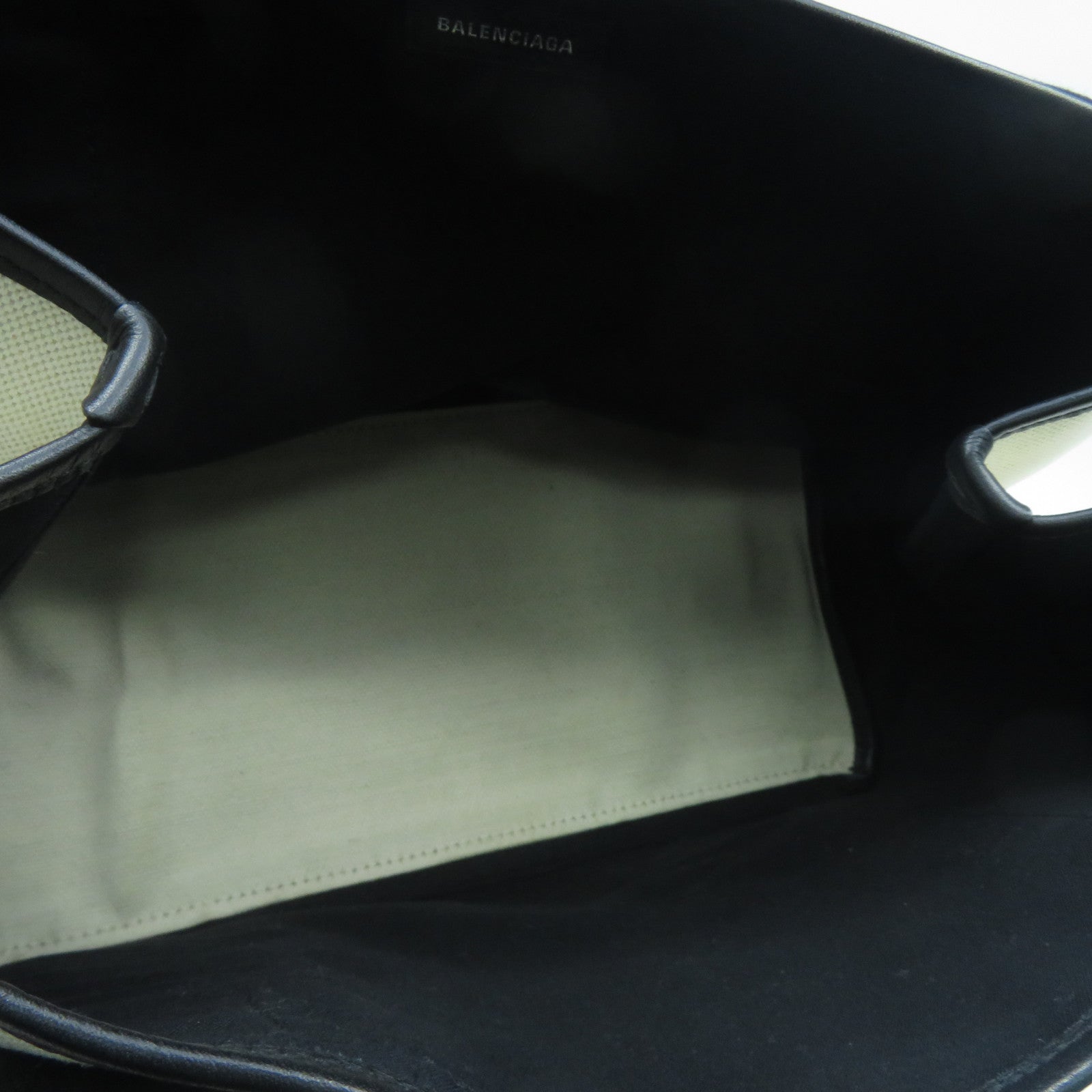 BALENCIAGA 帆布Tote Bag銀扣手挽袋米色/黑色