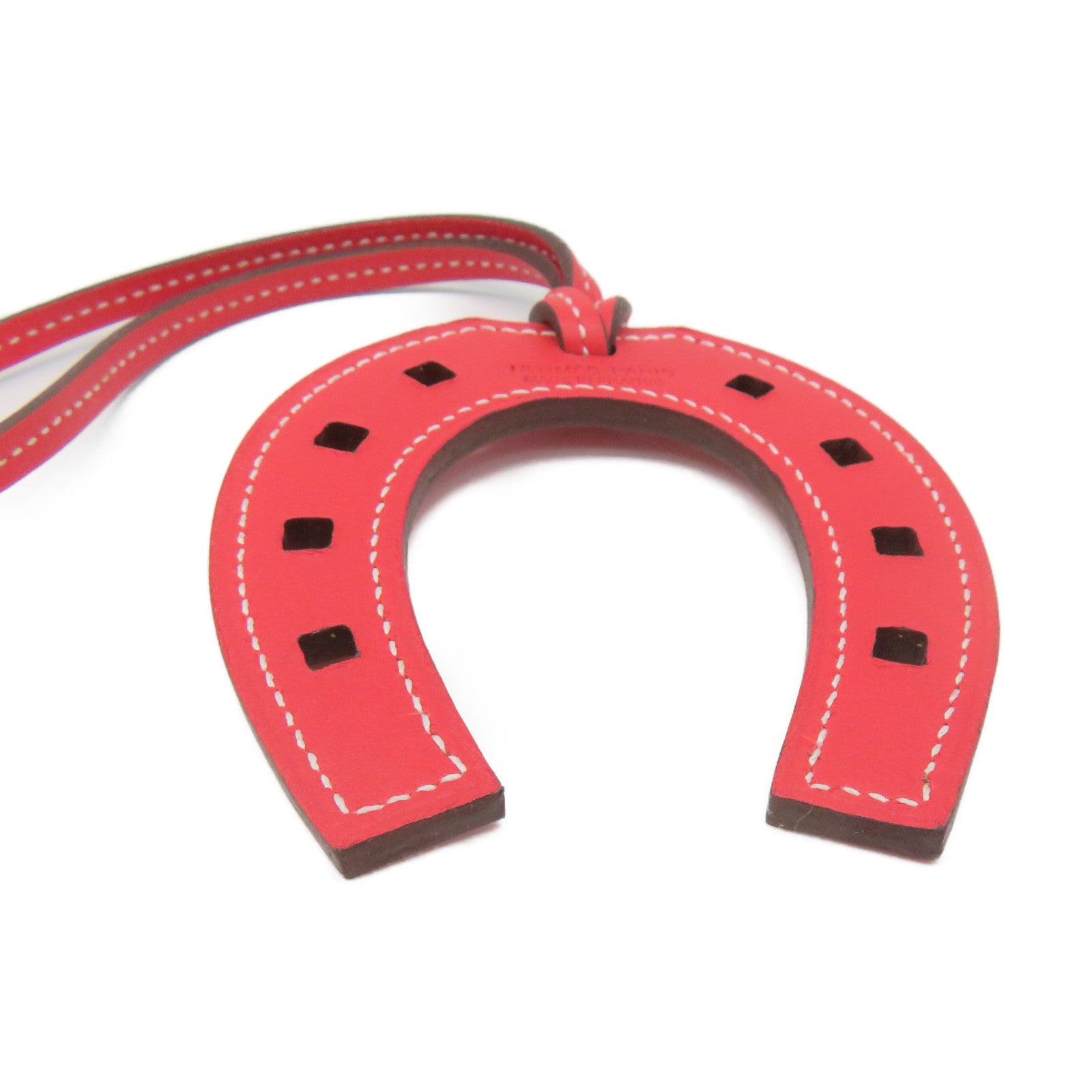 HERMES Swift皮革Paddock Horseshoe Charm掛飾紅色