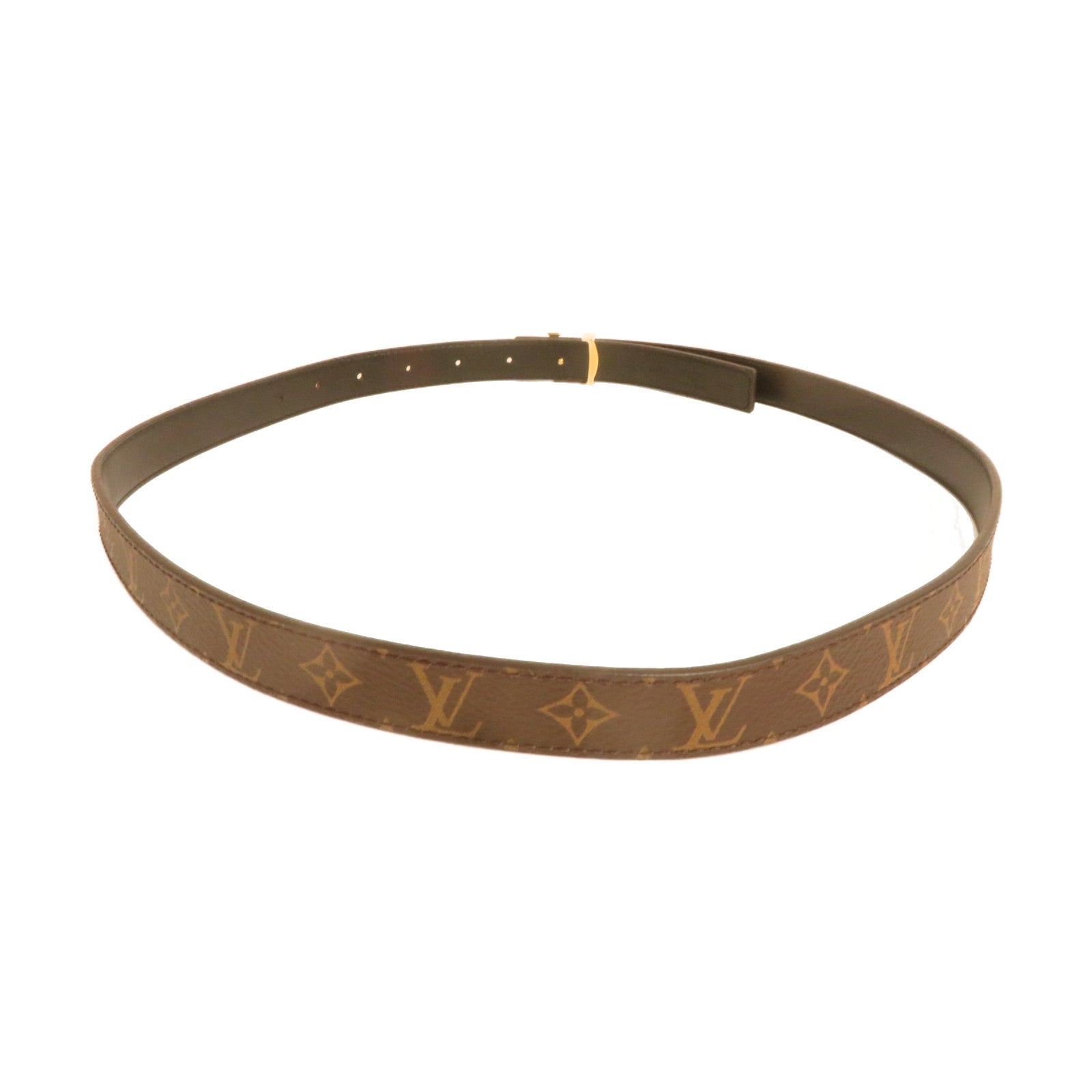 LOUIS VUITTON Monogram Reversible Belt 85cm金扣皮帶啡色