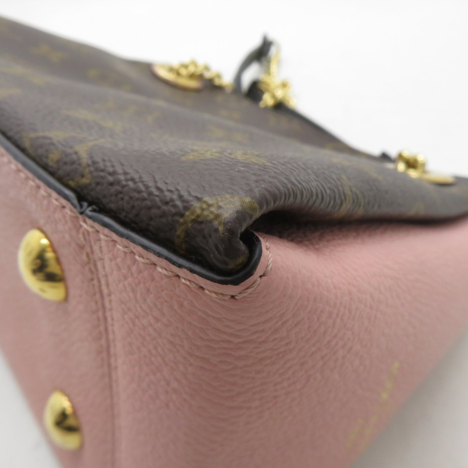 LOUIS VUITTON Monogram Surene BB金扣鏈帶肩背袋啡色/粉紅色