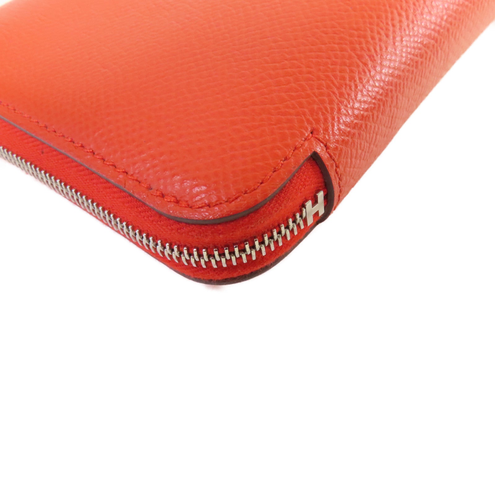 HERMES Epsom皮革Silk In Classic long wallet銀扣長錢包橙色