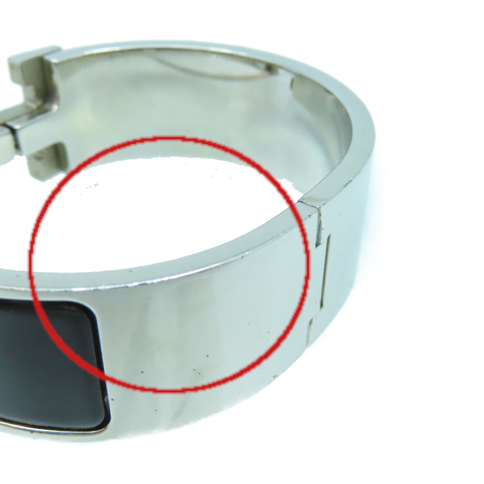 HERMES 金屬/琺瑯Clic-Clac H Bracelet銀扣手鐲黑色