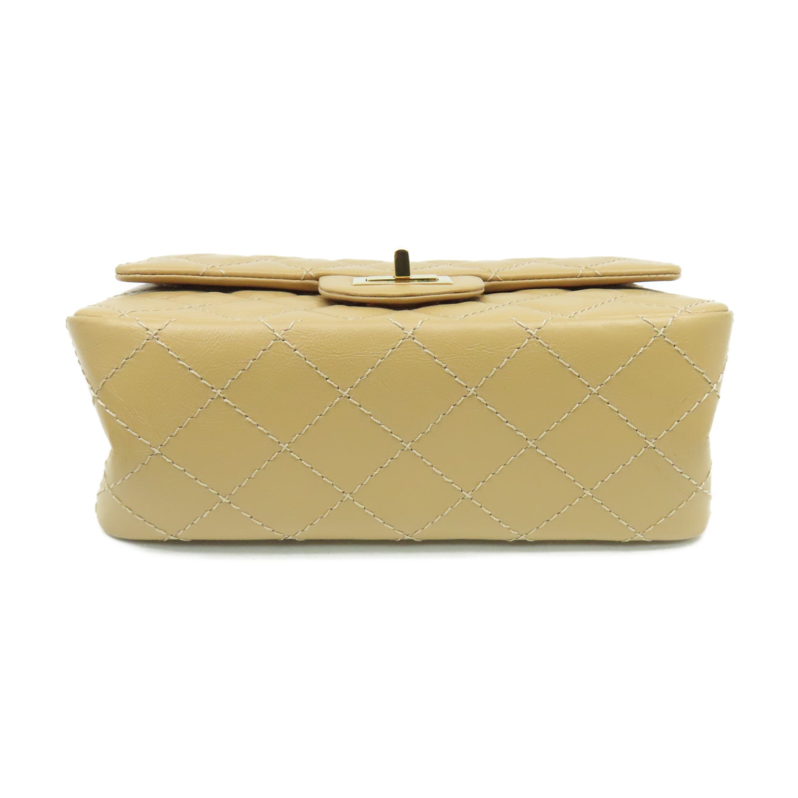 CHANEL 菱格牛皮皮革Mini 2.55 Chain Shoulder Bag金扣鏈帶肩背袋啡色