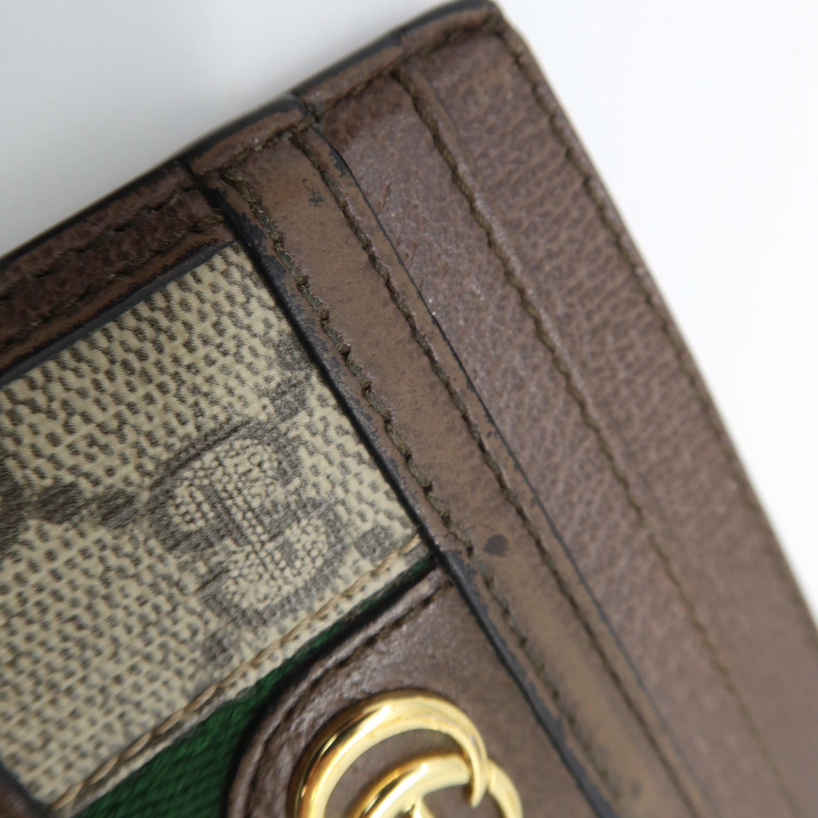 GUCCI 塗層帆布/皮革Ophidia GG Card Case金扣卡片套啡色