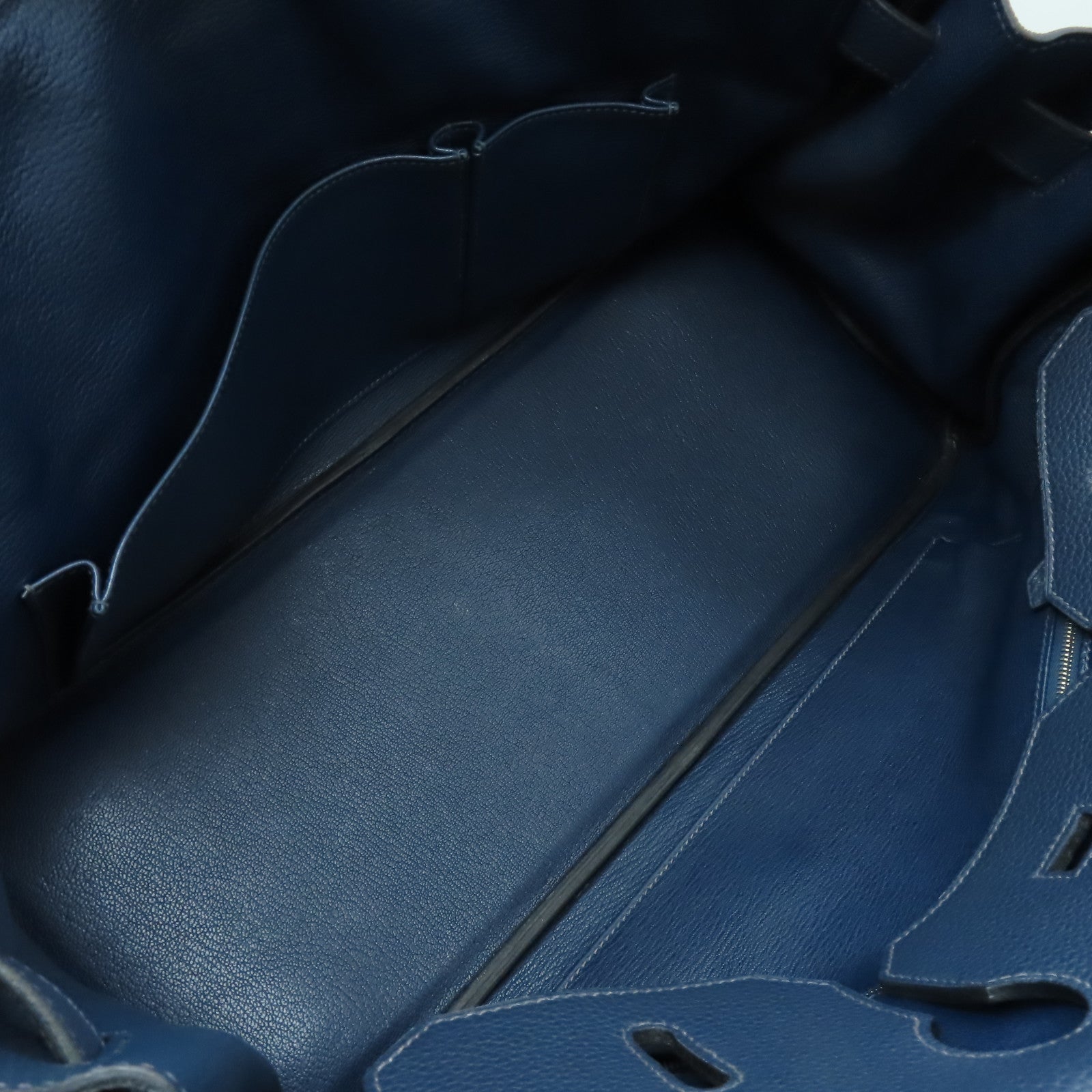 HERMES Togo皮革Shoulder Birkin銀扣肩背袋深藍色