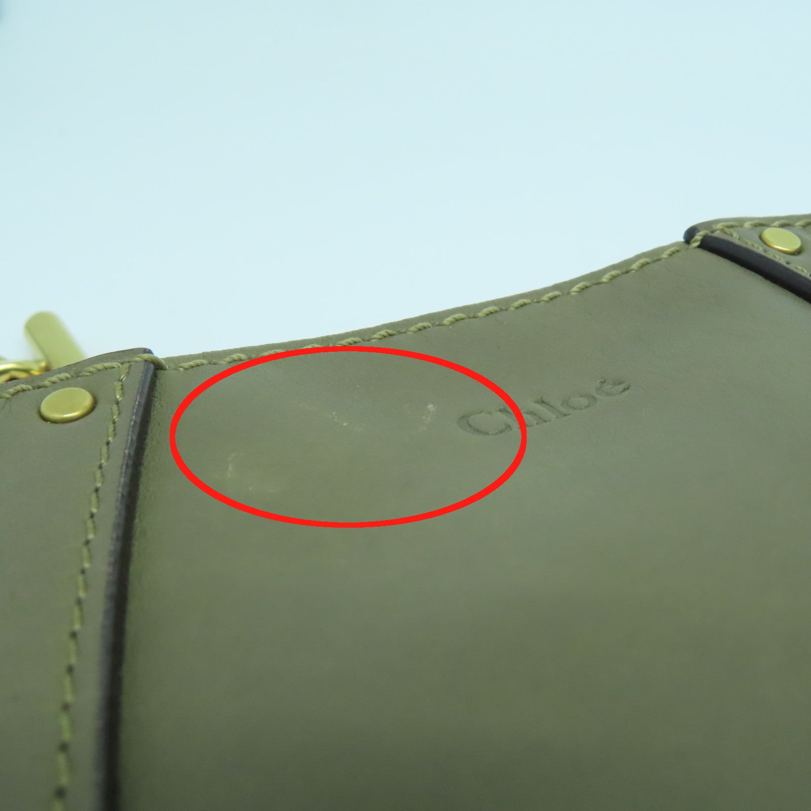 Chloe 牛皮皮革Shoulder Bag金扣肩背袋绿色