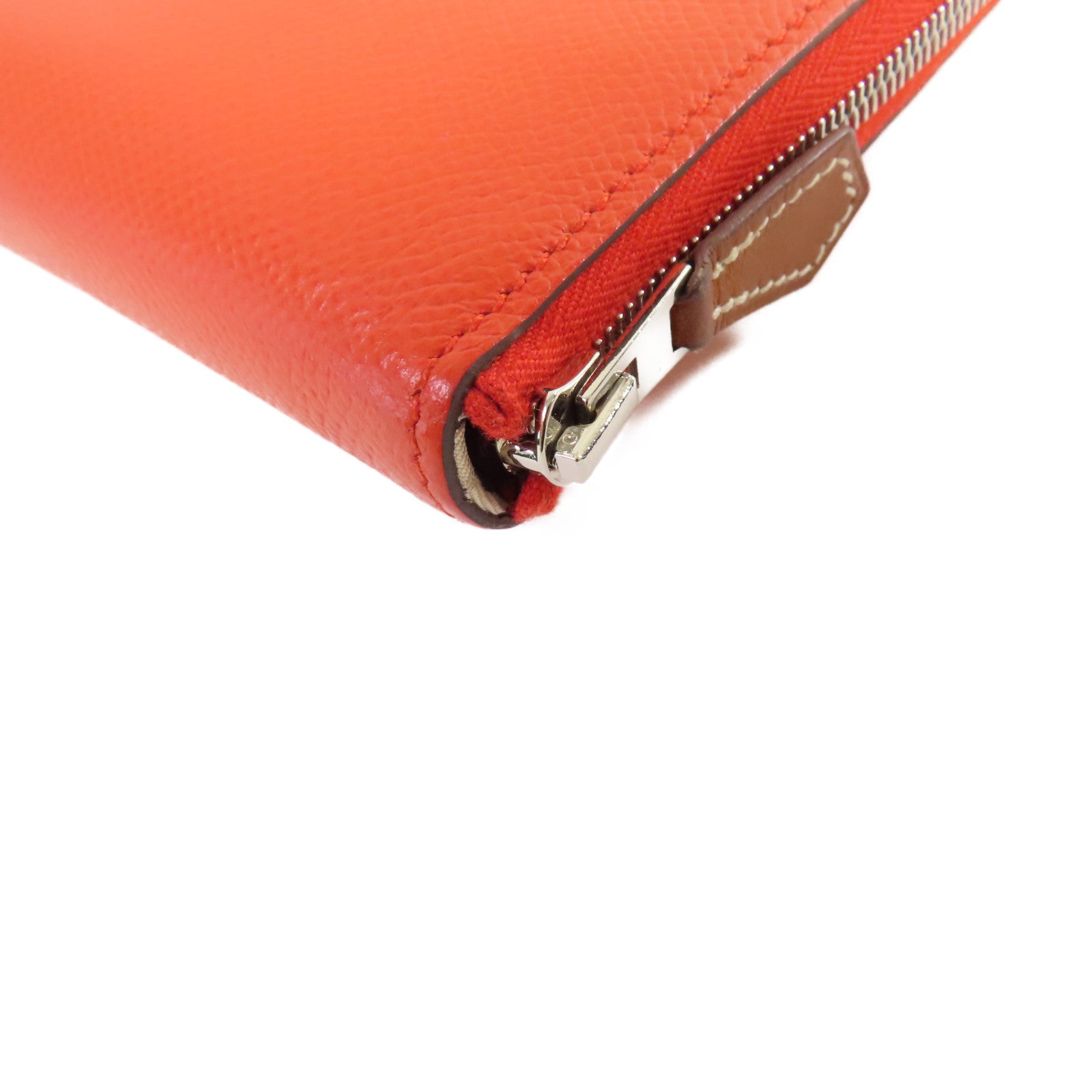 HERMES Epsom皮革Silk In Classic long wallet銀扣長錢包橙色