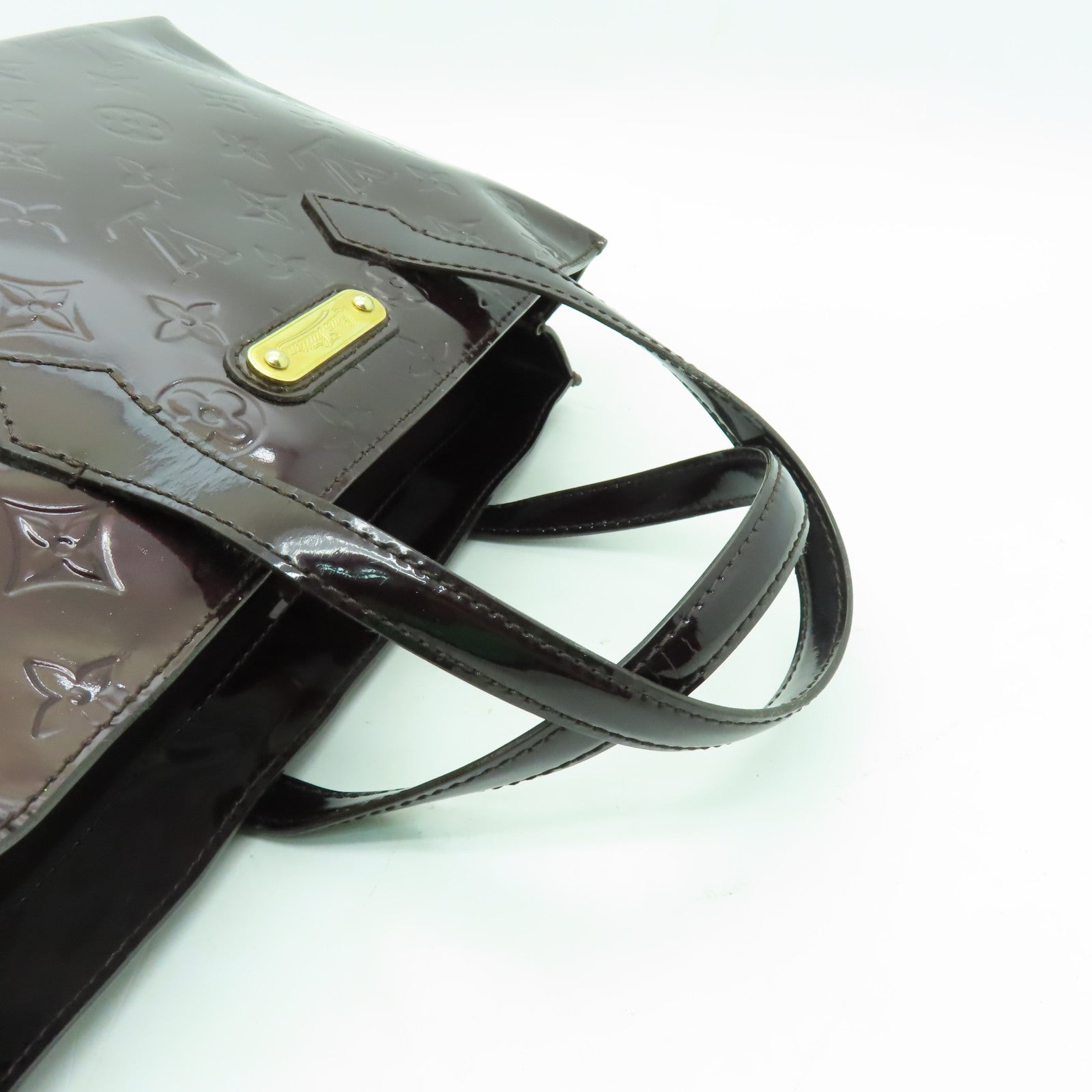 LOUIS VUITTON Vernis Wilshire PM金扣手挽袋