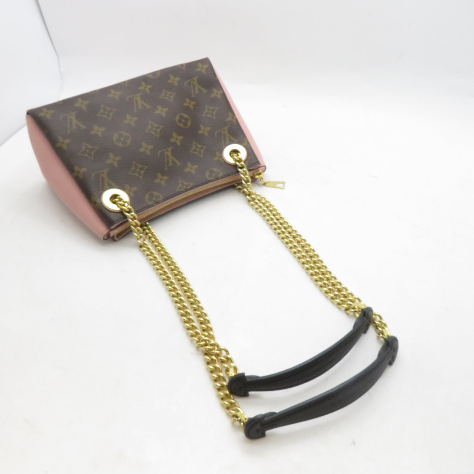 LOUIS VUITTON Monogram Surene BB金扣鏈帶肩背袋啡色/粉紅色