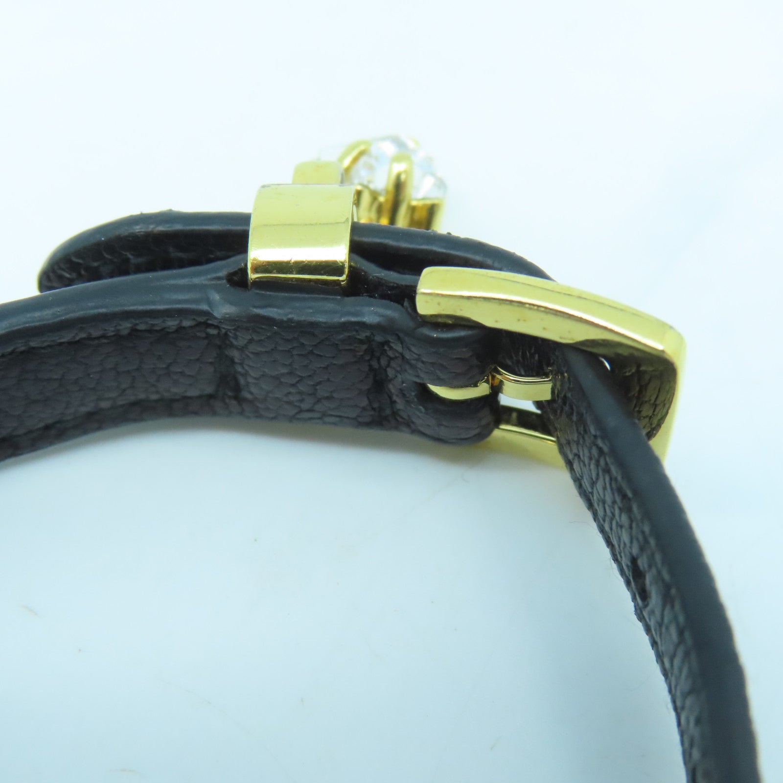 Miu Miu 牛皮皮革/金屬Bracelet金扣手鐲黑色