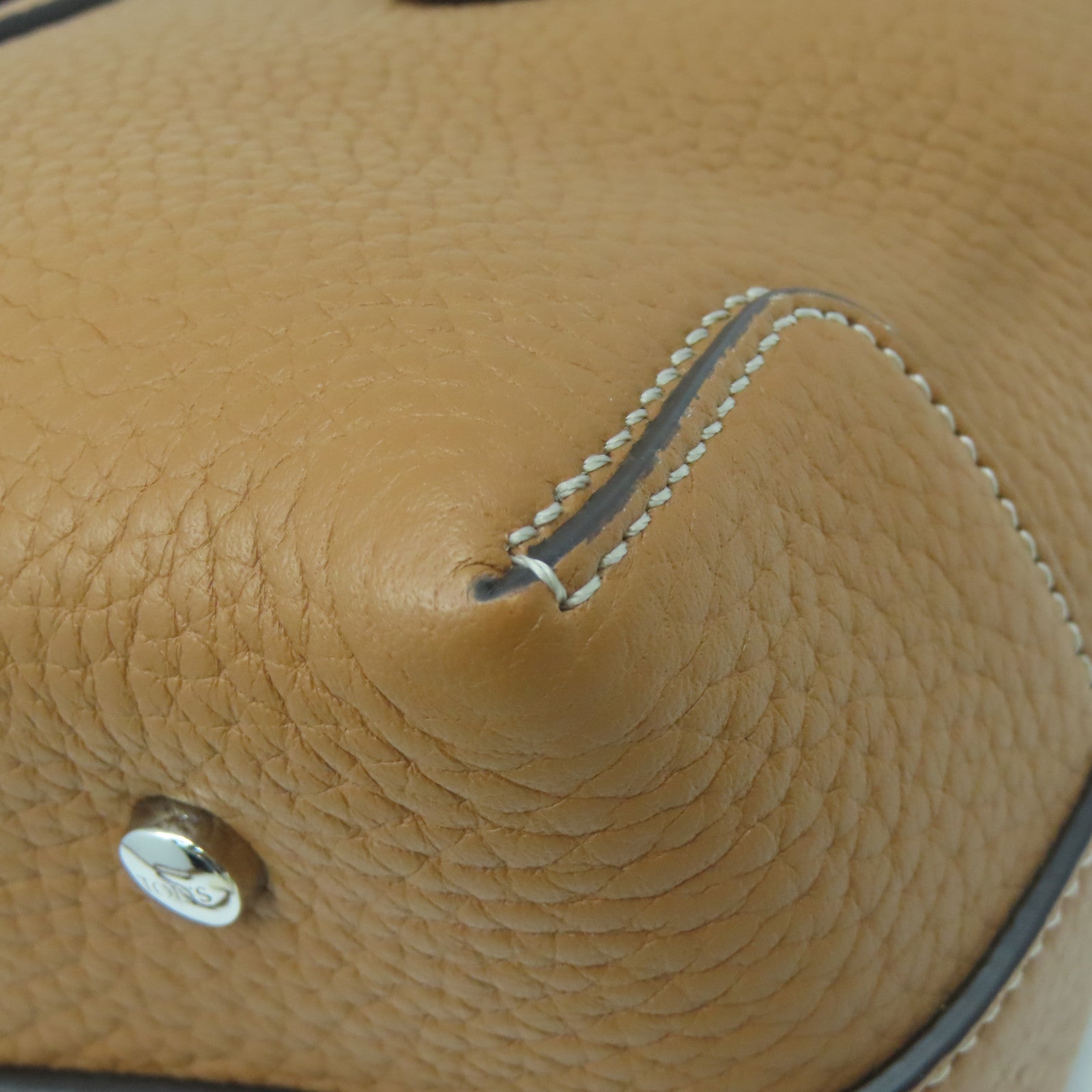 TOD'S Cowhide Leather 2way Shoulder Bag Silver Buckle Handle Shoulder Bag Brown