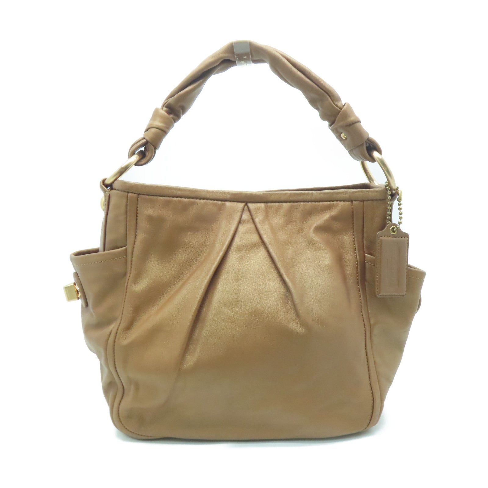 COACH 【激減優惠】牛皮皮革Shoulder Bag金扣肩背袋玫瑰金色