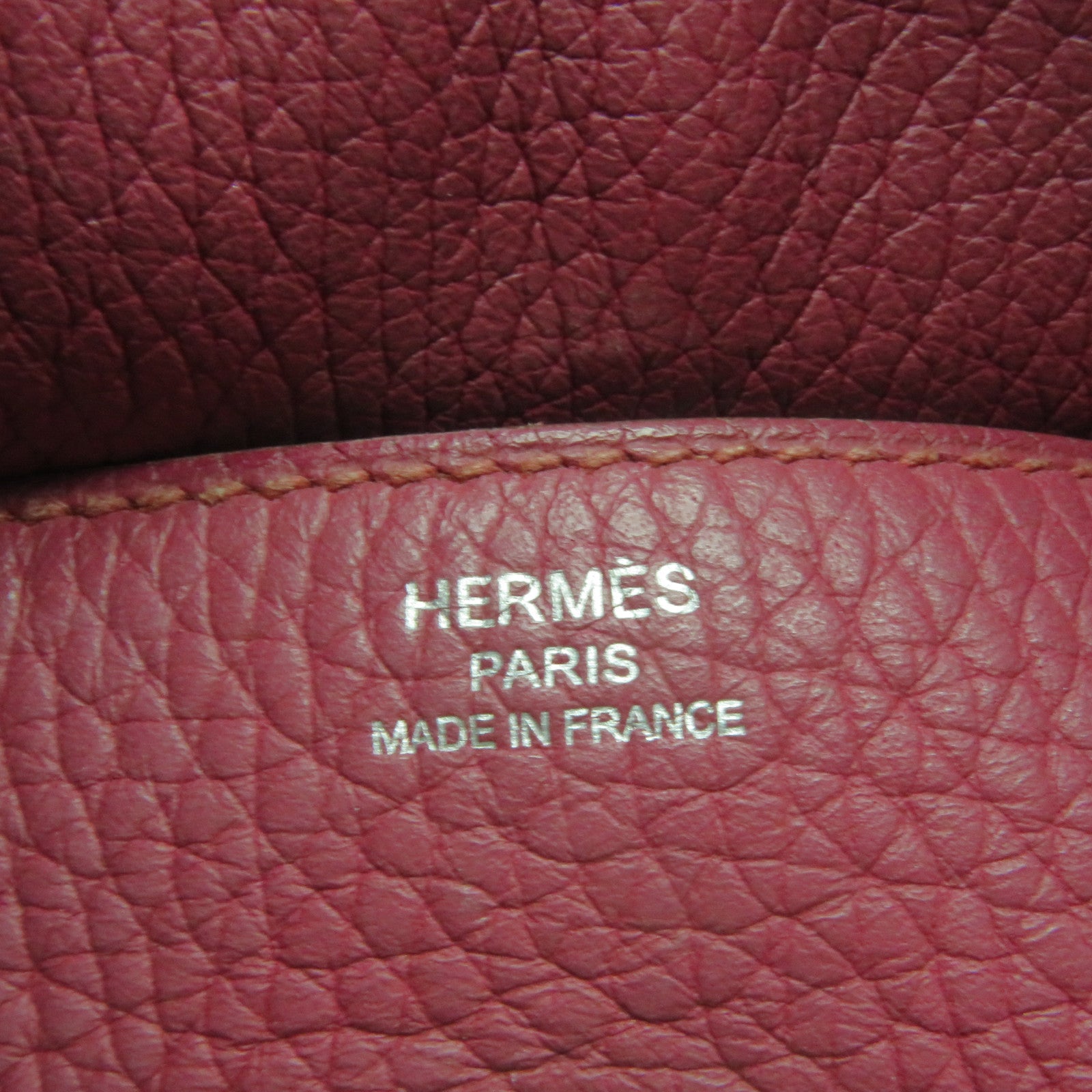 HERMES Clemence Leather Lindy 30 2Way Shoulder Bag Silver Buckle Handle Shoulder Bag Ruby Wine Red