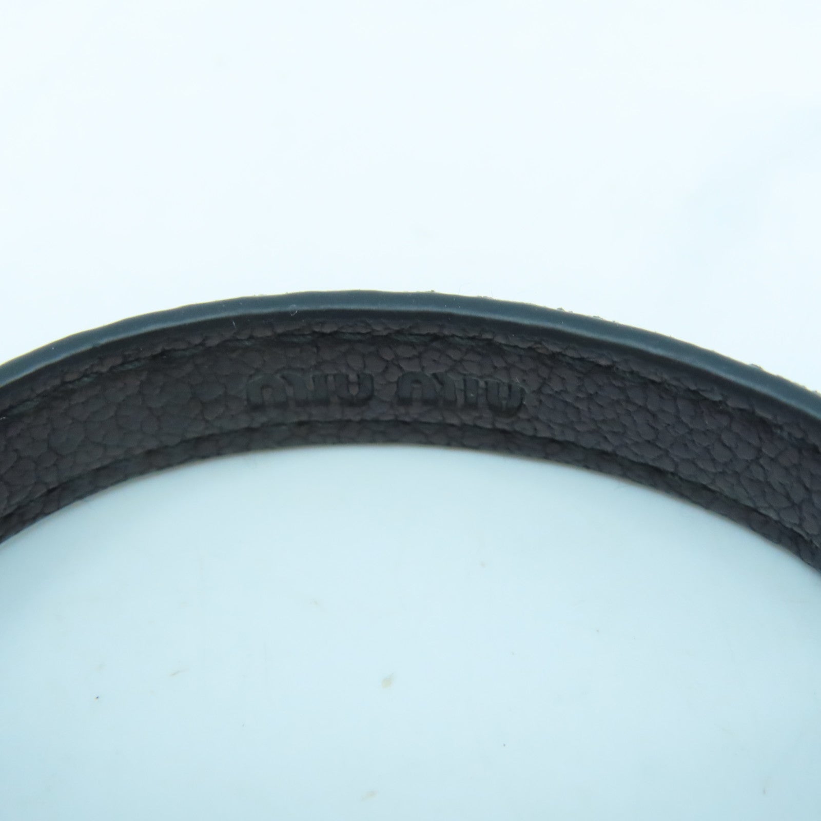Miu Miu 牛皮皮革/金屬Bracelet金扣手鐲黑色