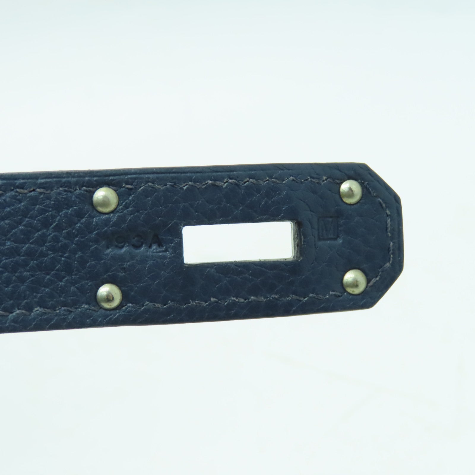 HERMES Togo皮革Shoulder Birkin銀扣肩背袋深藍色