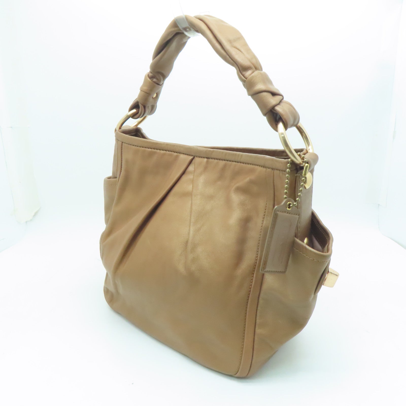 COACH 【激減優惠】牛皮皮革Shoulder Bag金扣肩背袋玫瑰金色