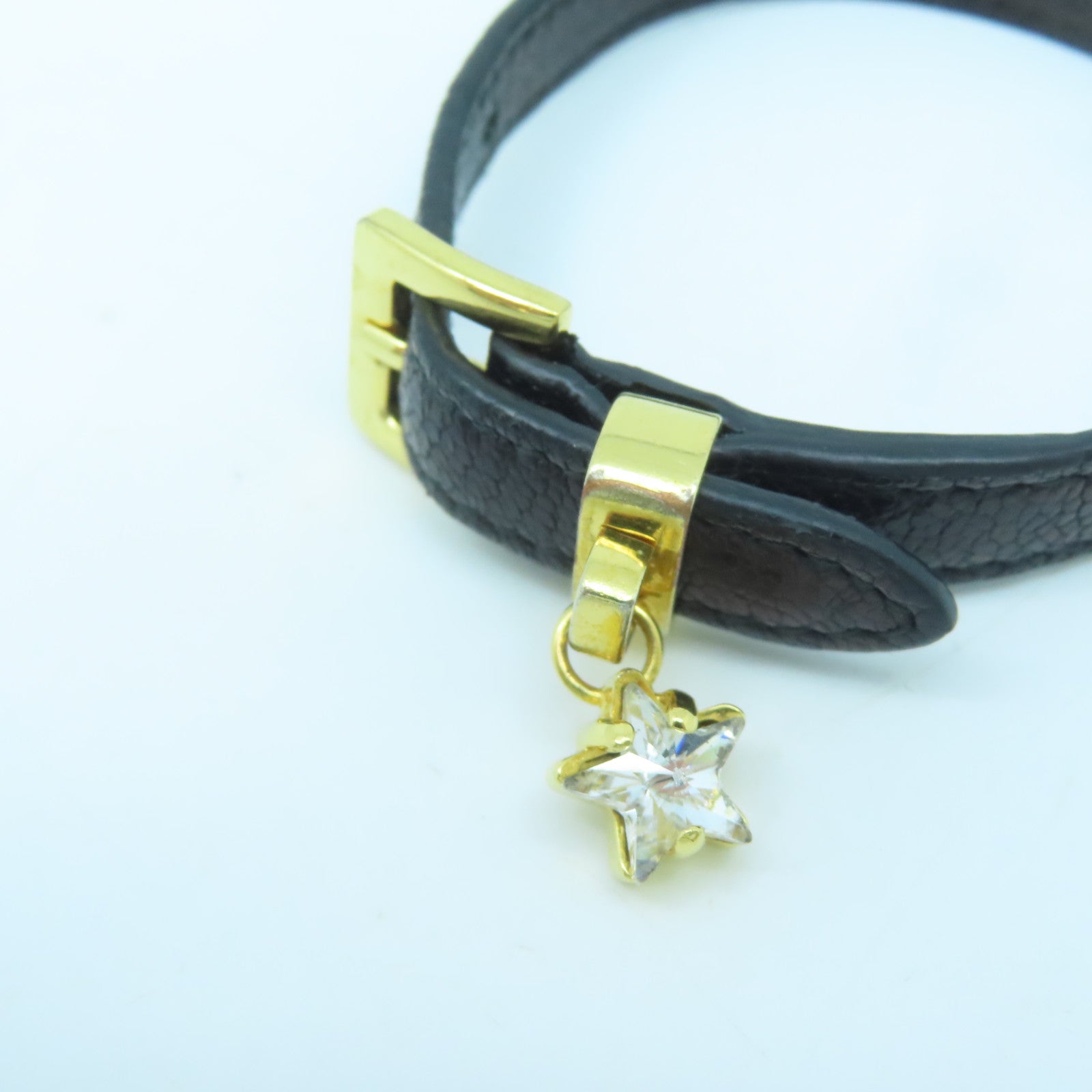 Miu Miu 牛皮皮革/金屬Bracelet金扣手鐲黑色