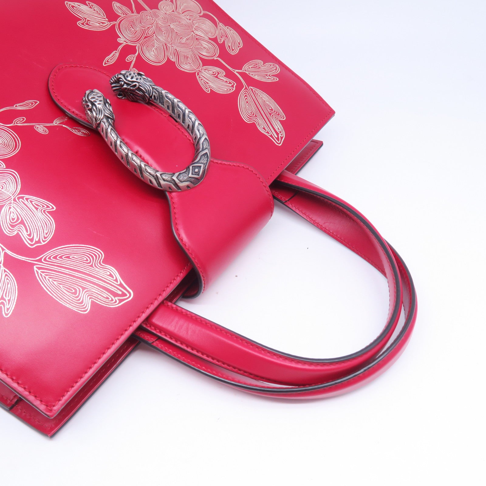 GUCCI 牛皮皮革2 Way Shoulder Bag銀扣手挽肩背兩用袋紅色