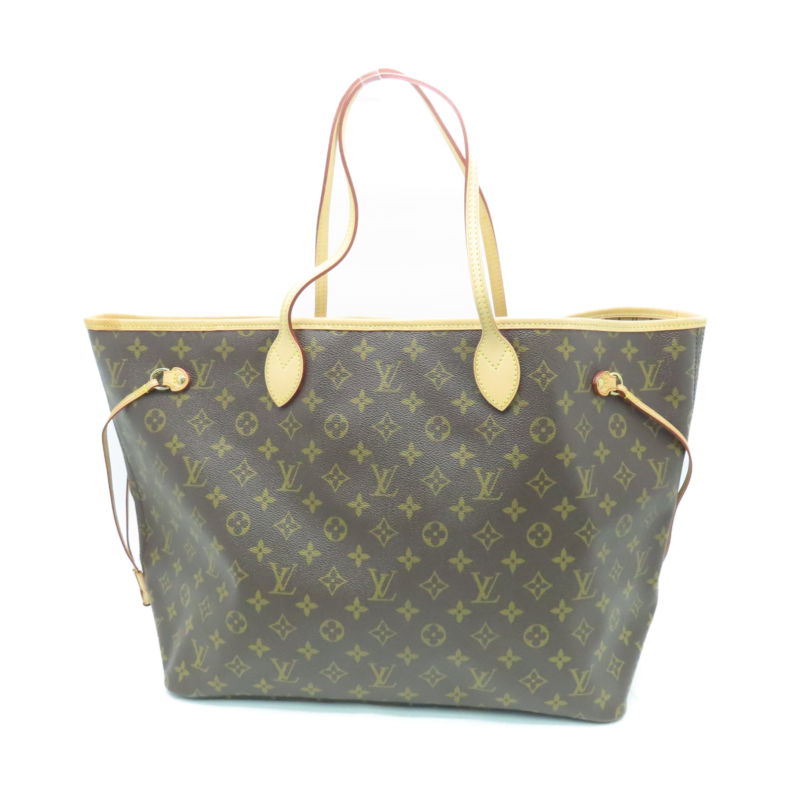 LOUIS VUITTON Monogram Neverfull GM金扣手挽袋棕色