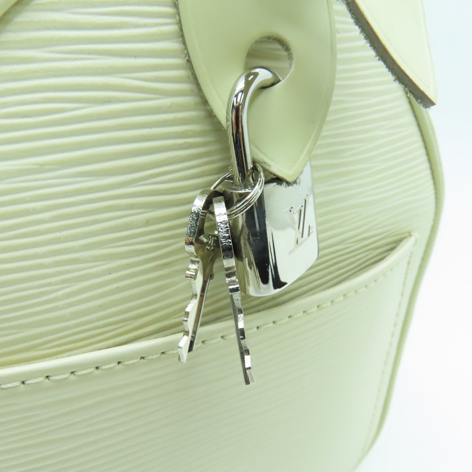 LOUIS VUITTON Epi Speedy 30銀扣手挽袋白色