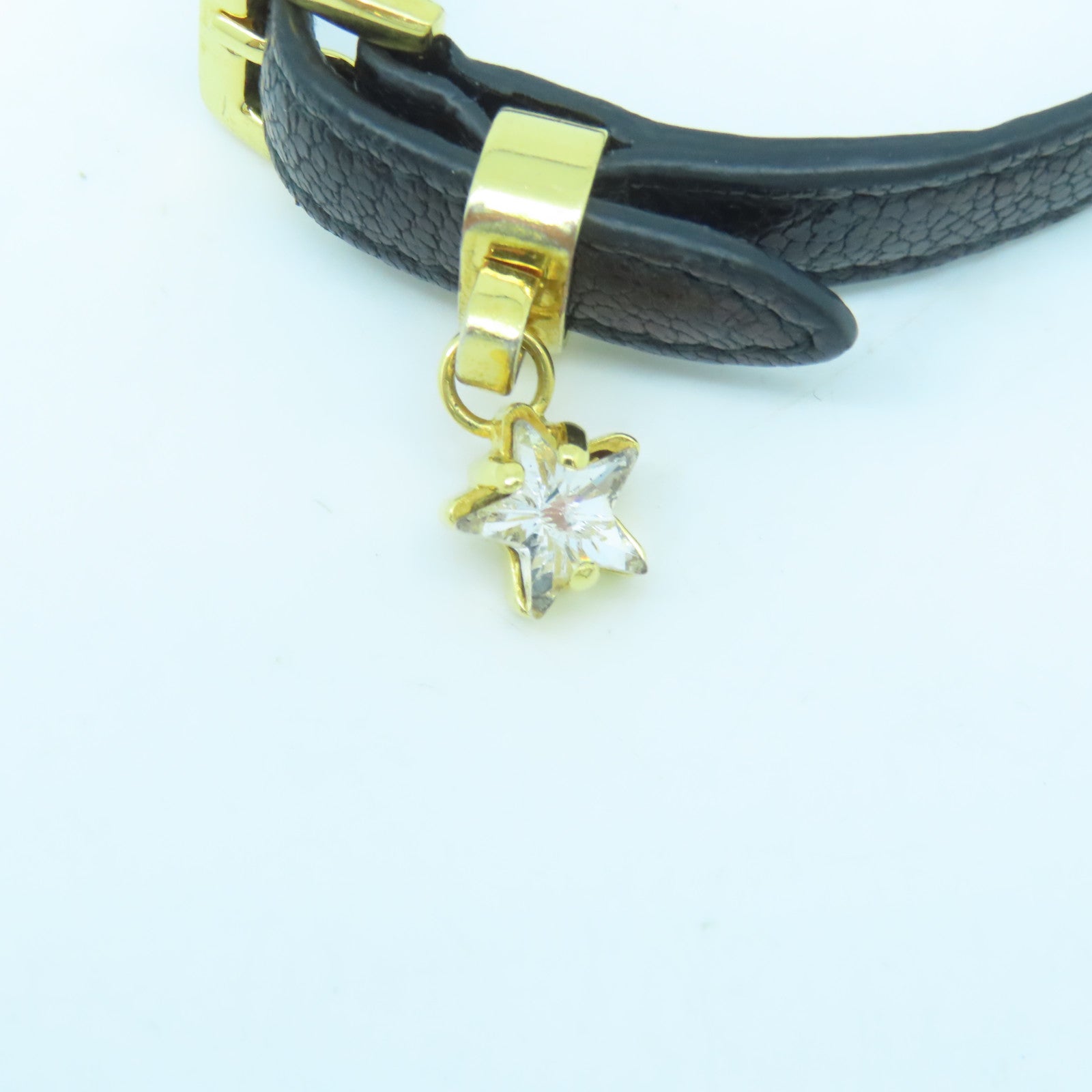 Miu Miu 牛皮皮革/金屬Bracelet金扣手鐲黑色