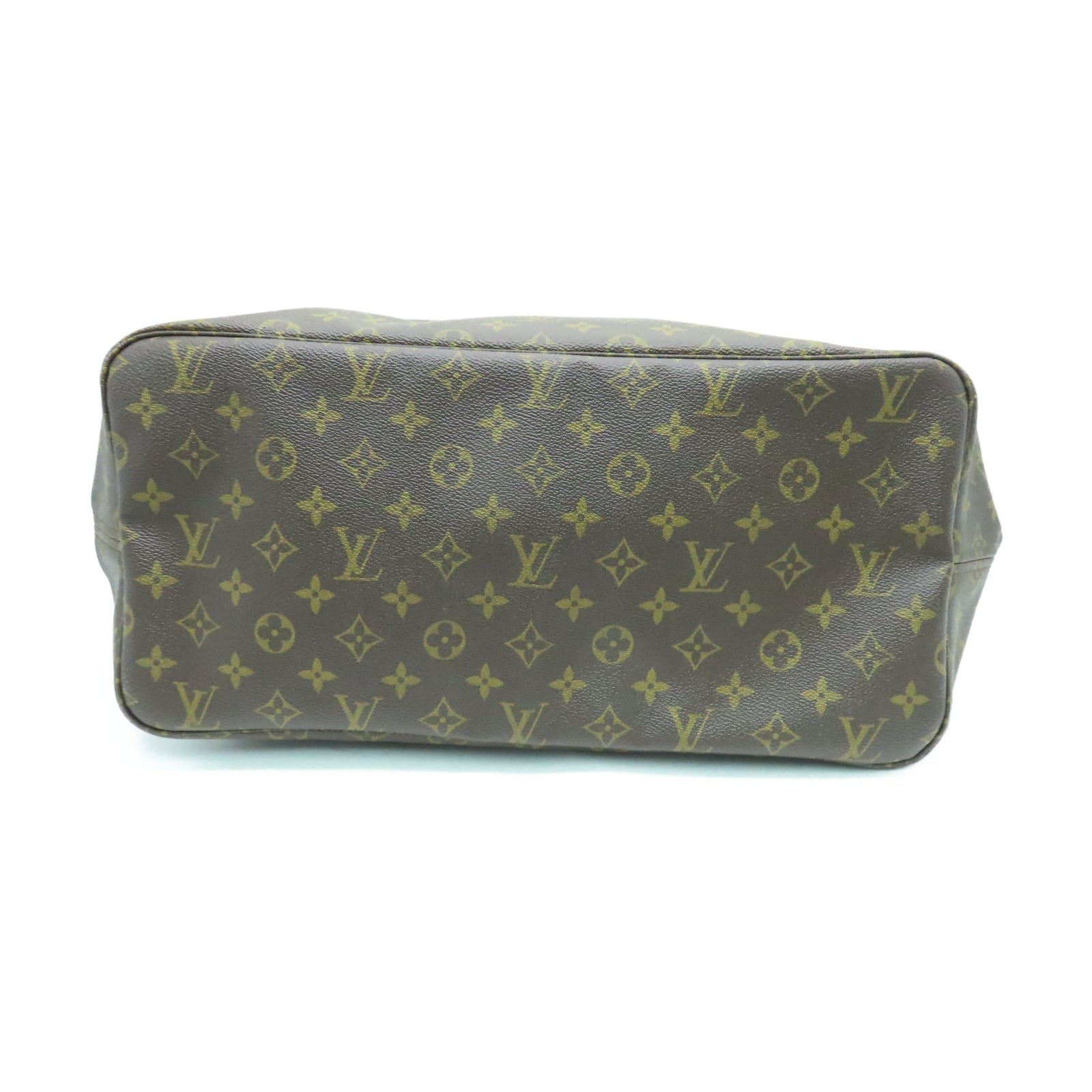 LOUIS VUITTON Monogram Neverfull GM金扣手挽袋棕色