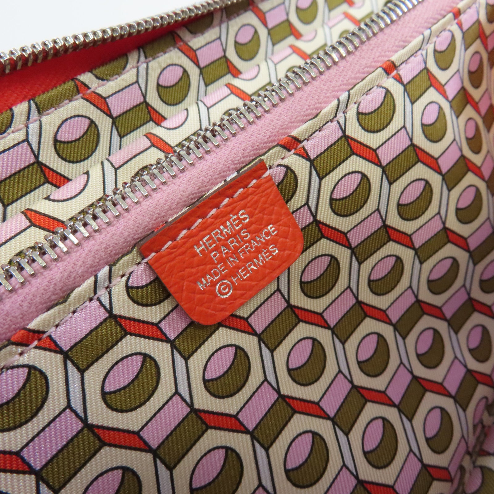 HERMES Epsom皮革Silk In Classic long wallet銀扣長錢包橙色