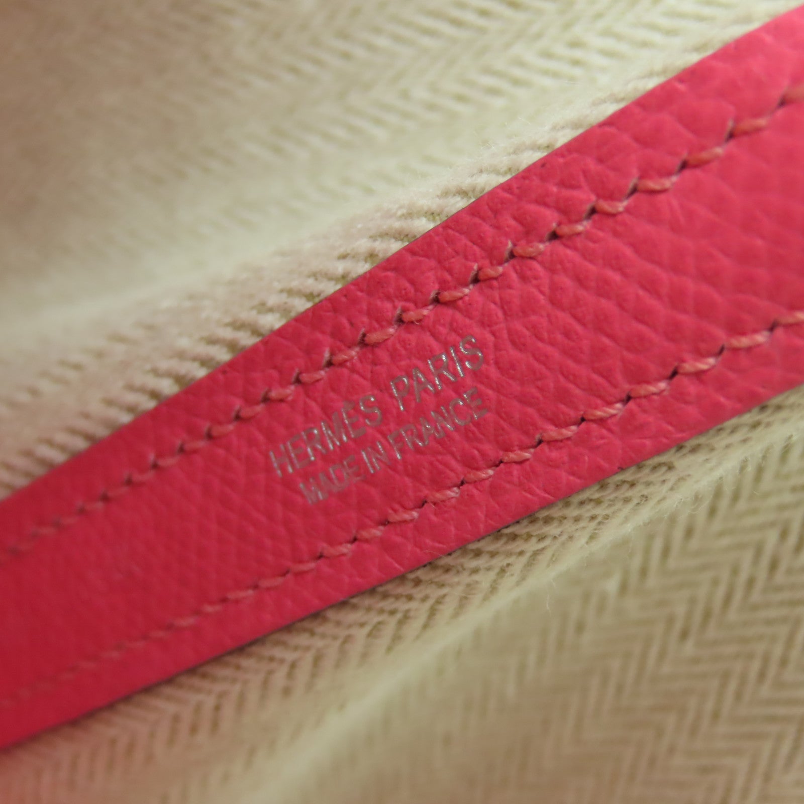 HERMES Epsom皮革Garden Party TPM銀扣手挽袋杜鵑粉紅色
