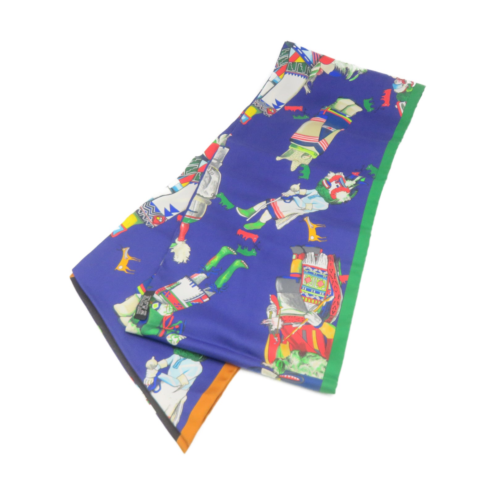 HERMES 絲質Maxi Twilly Scarf絲巾藍色/綠色/彩色