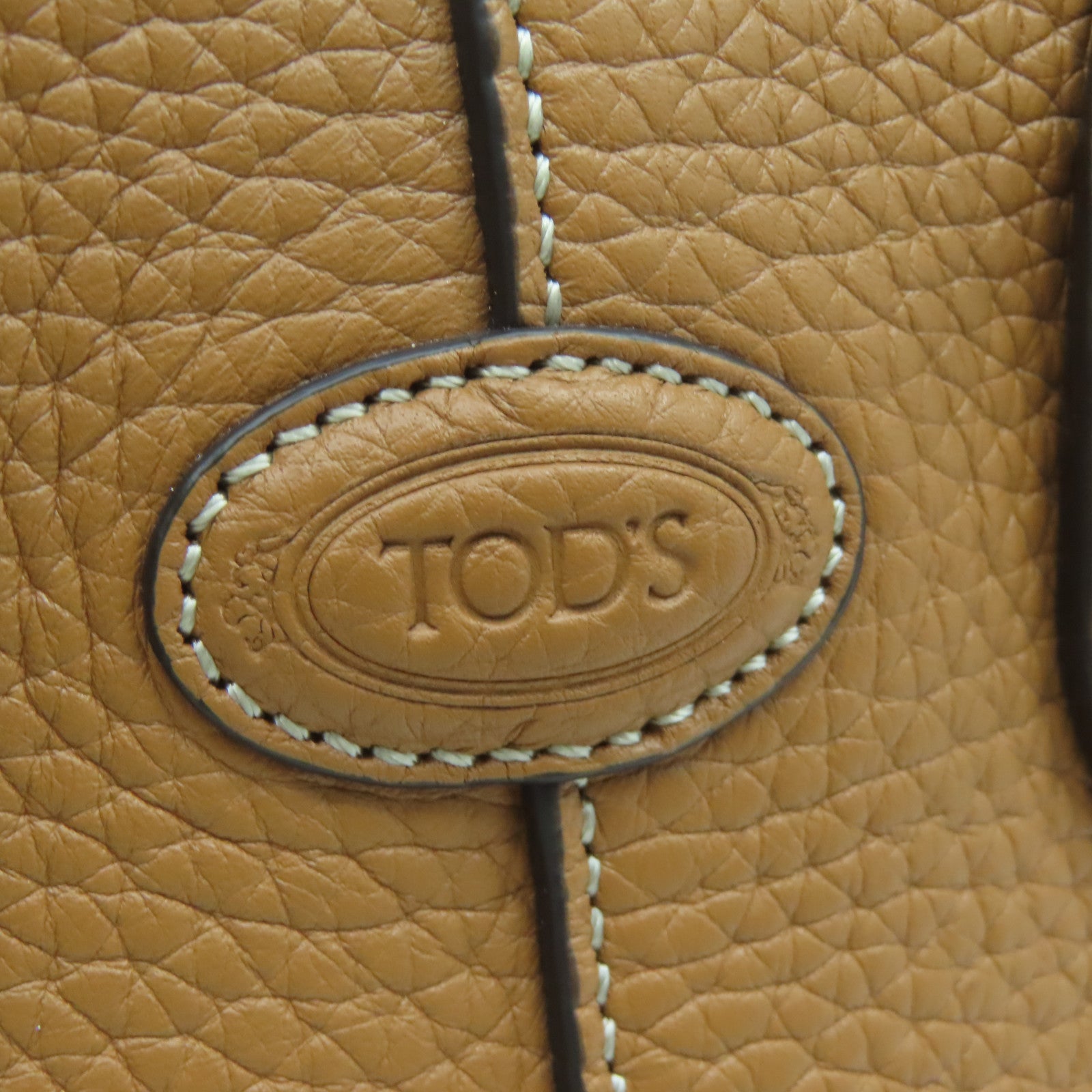 TOD'S Cowhide Leather 2way Shoulder Bag Silver Buckle Handle Shoulder Bag Brown