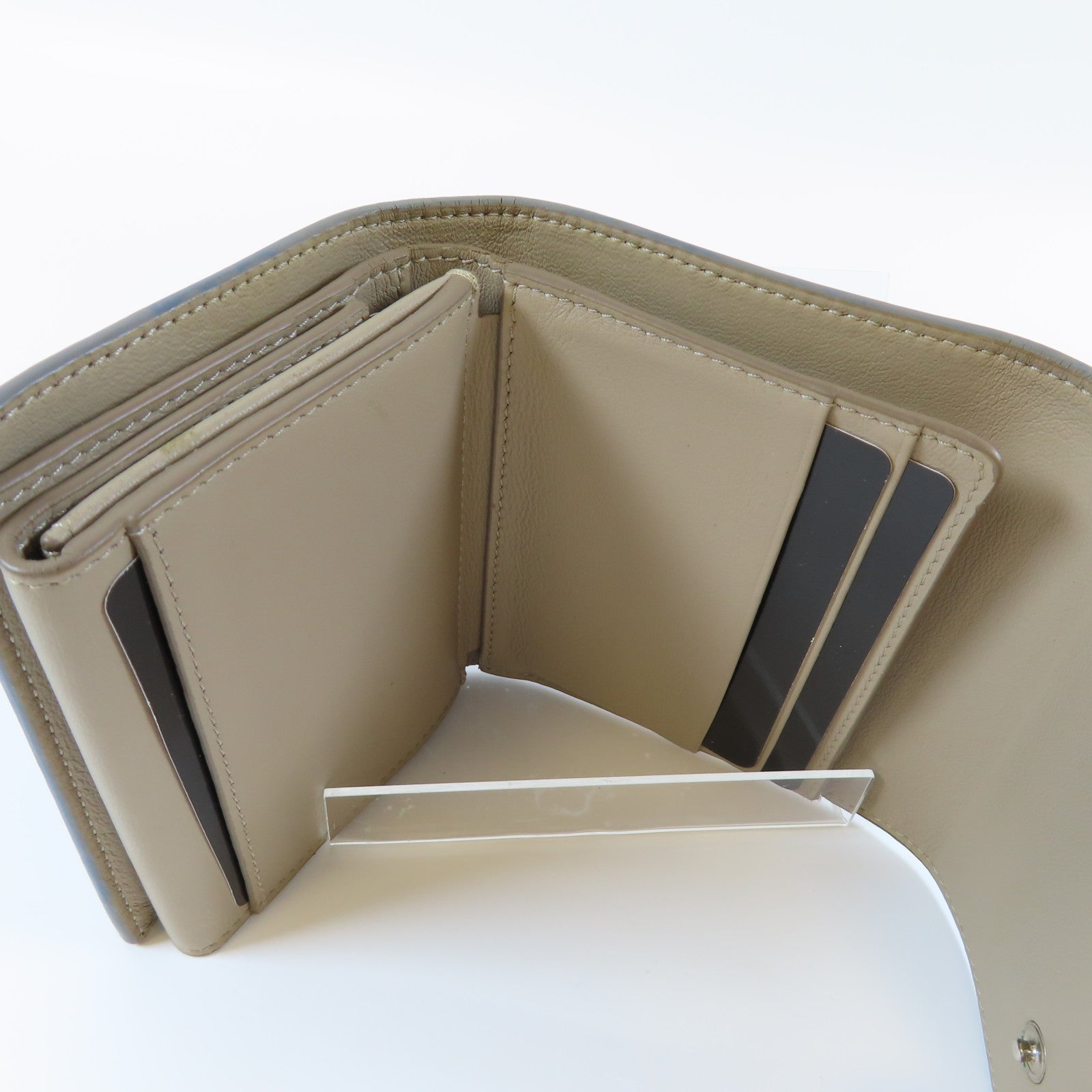 CELINE 牛皮皮革Small Wallet銀扣錢包淺藍色