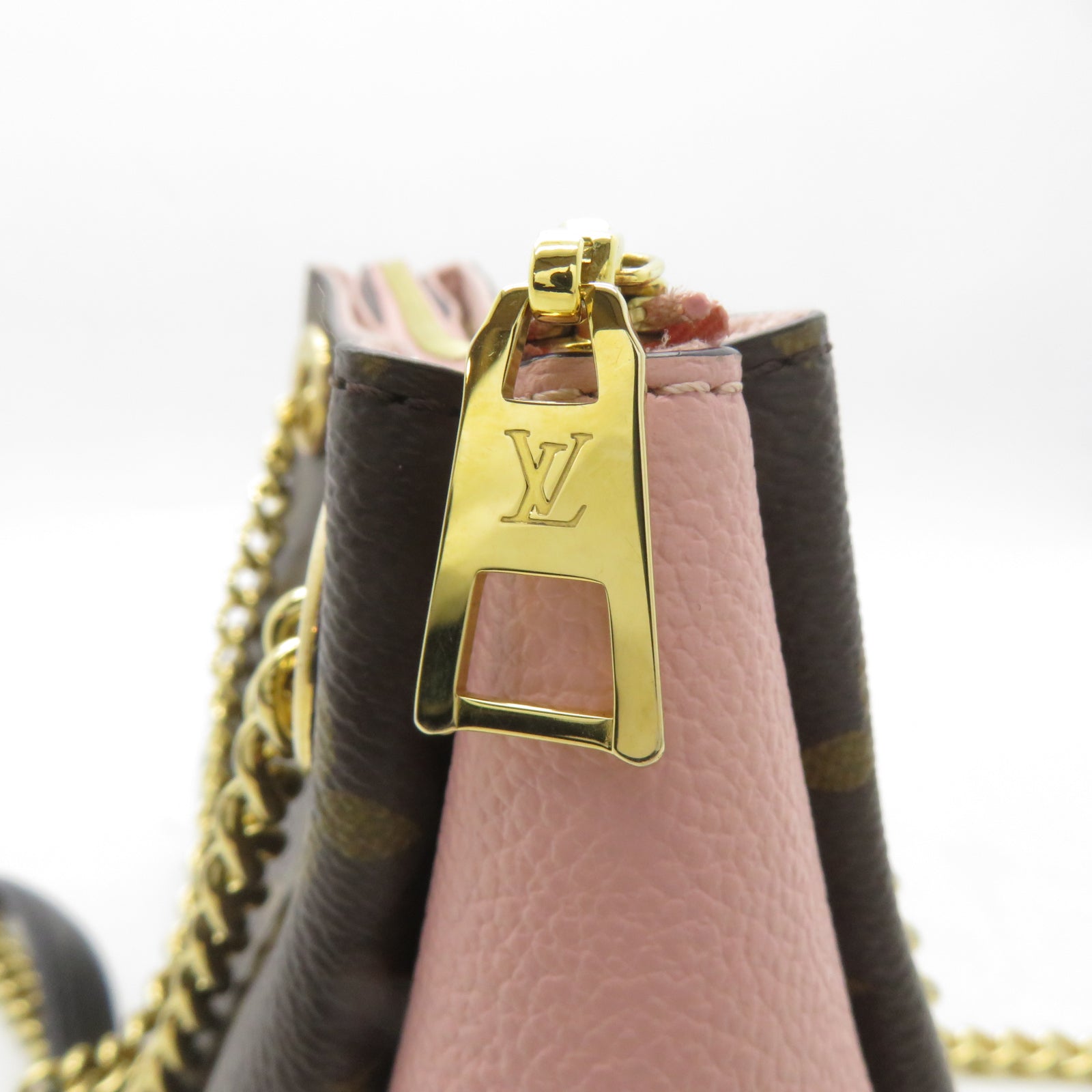 LOUIS VUITTON Monogram Surene BB金扣鏈帶肩背袋啡色/粉紅色