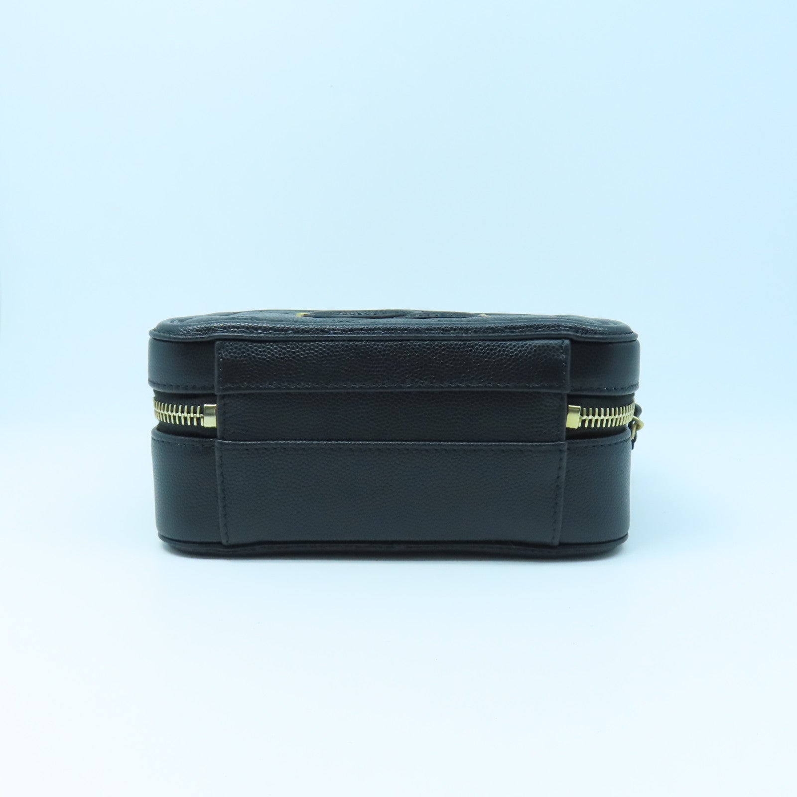 CHANEL 菱格Caviar皮革Vanity Case金扣手挽肩背两用袋黑色