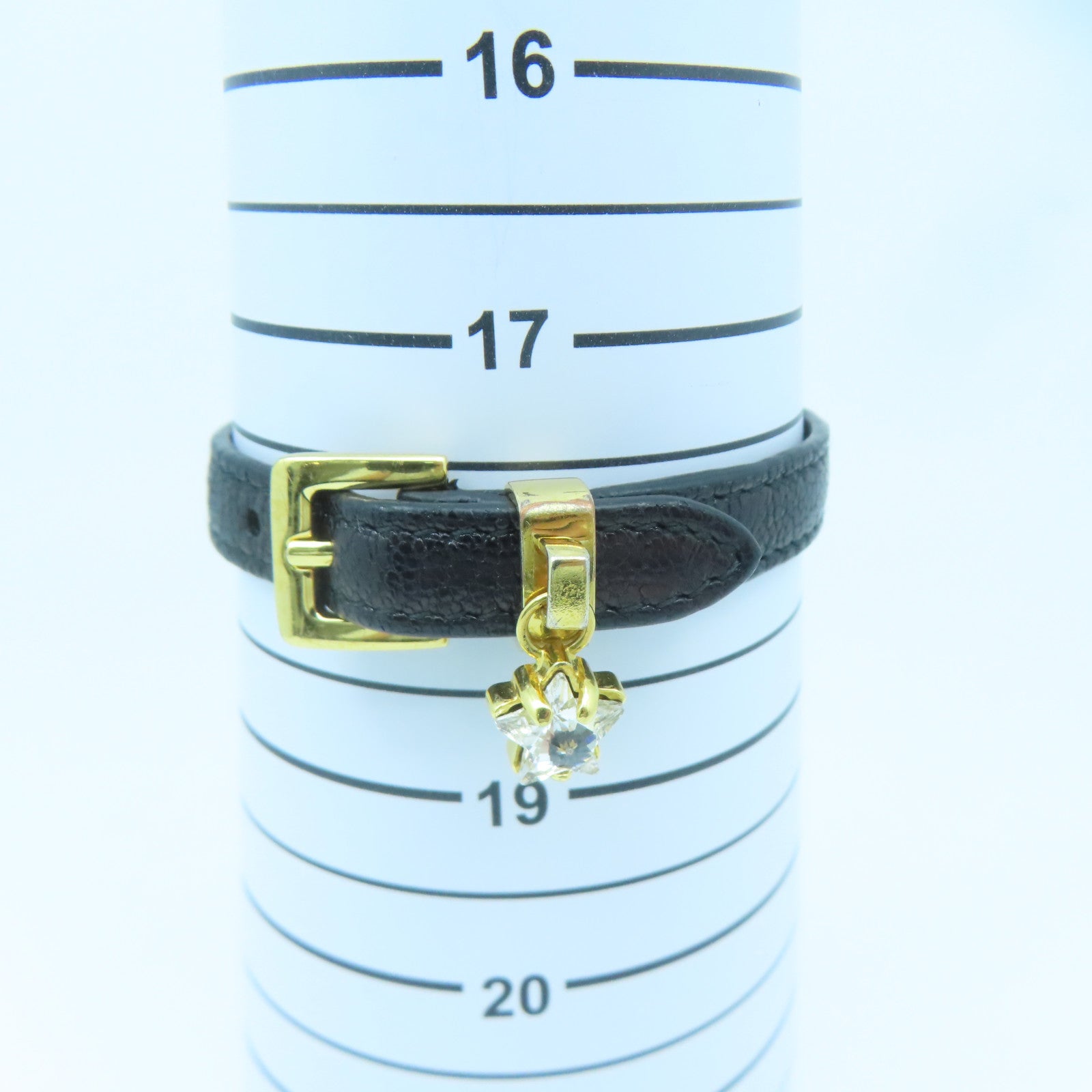 Miu Miu 牛皮皮革/金屬Bracelet金扣手鐲黑色