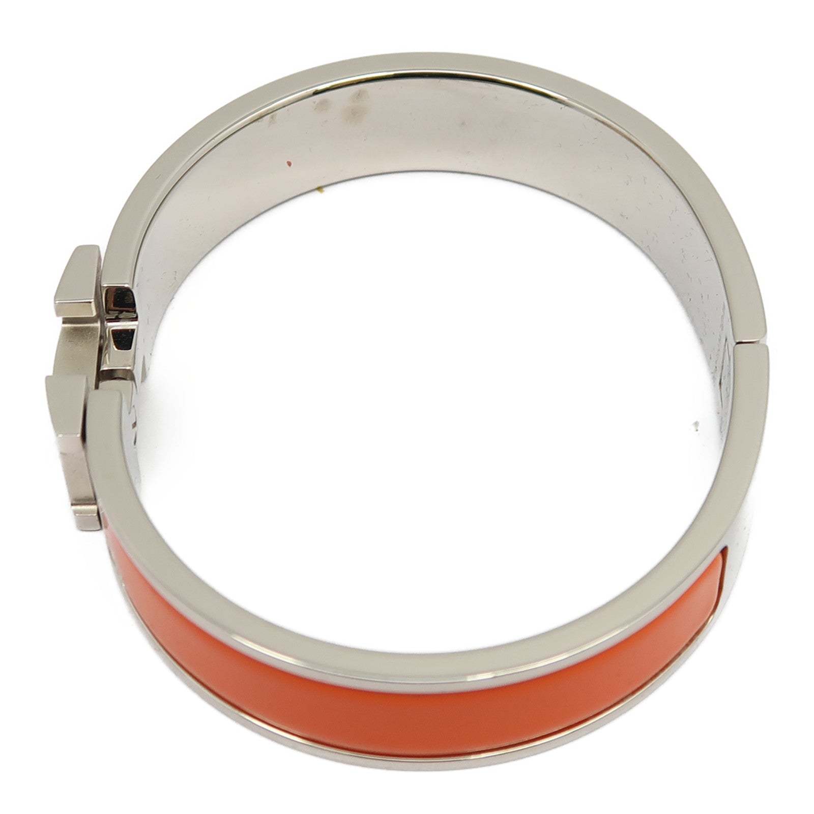 HERMES 金屬Clic H銀扣手鐲橙色