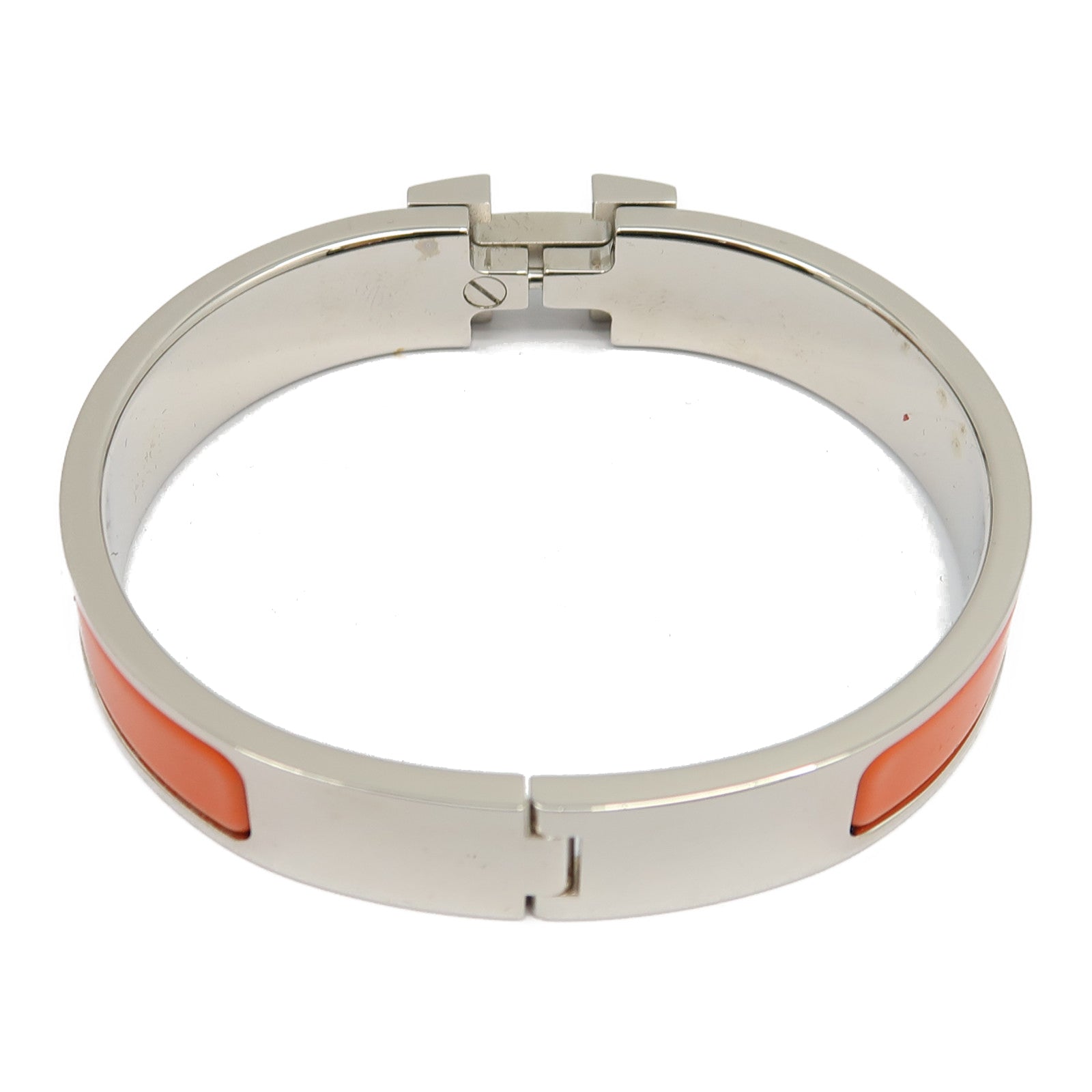 HERMES 金屬Clic H銀扣手鐲橙色