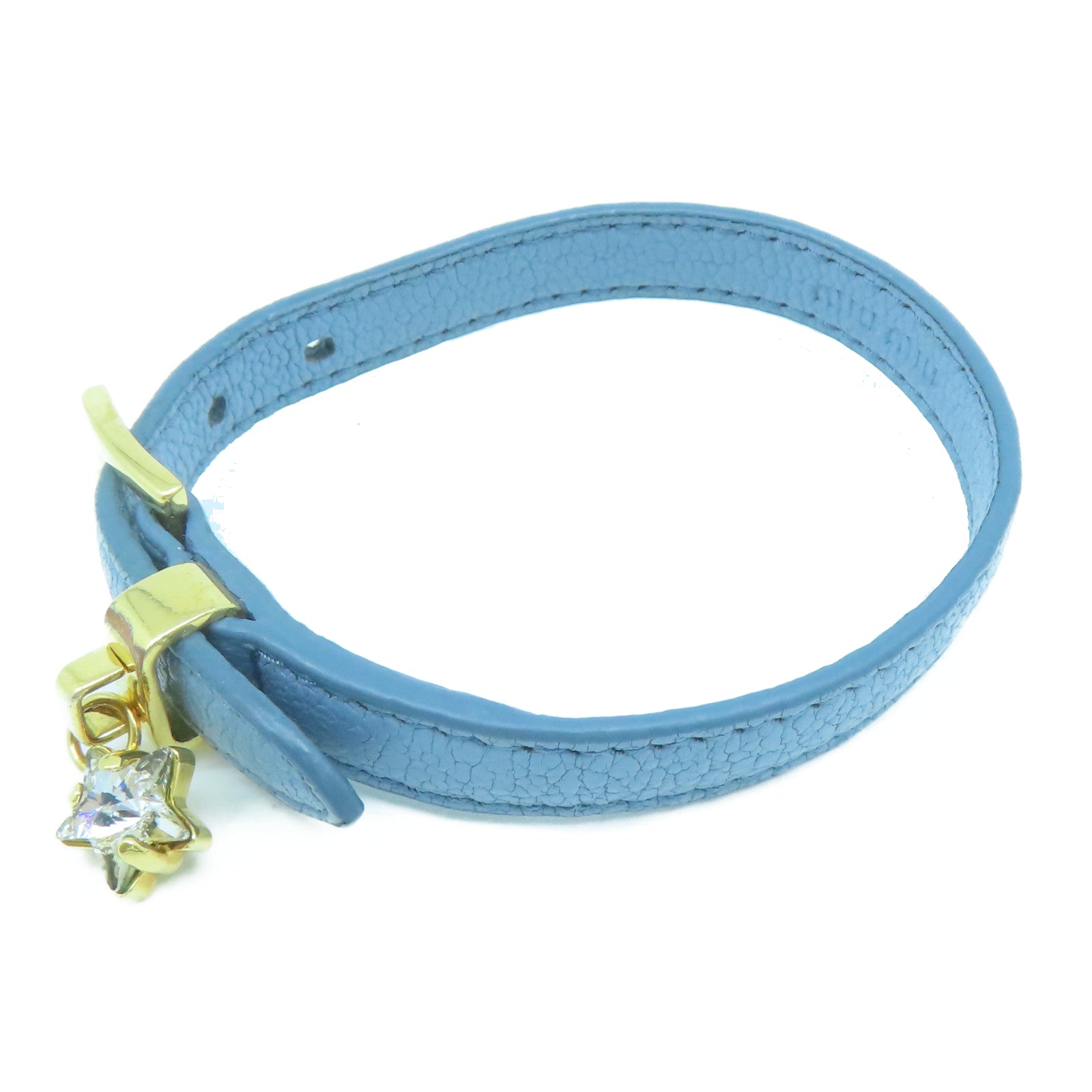 Miu Miu 【激減優惠】牛皮皮革/金屬Bracelet金扣手鐲藍色