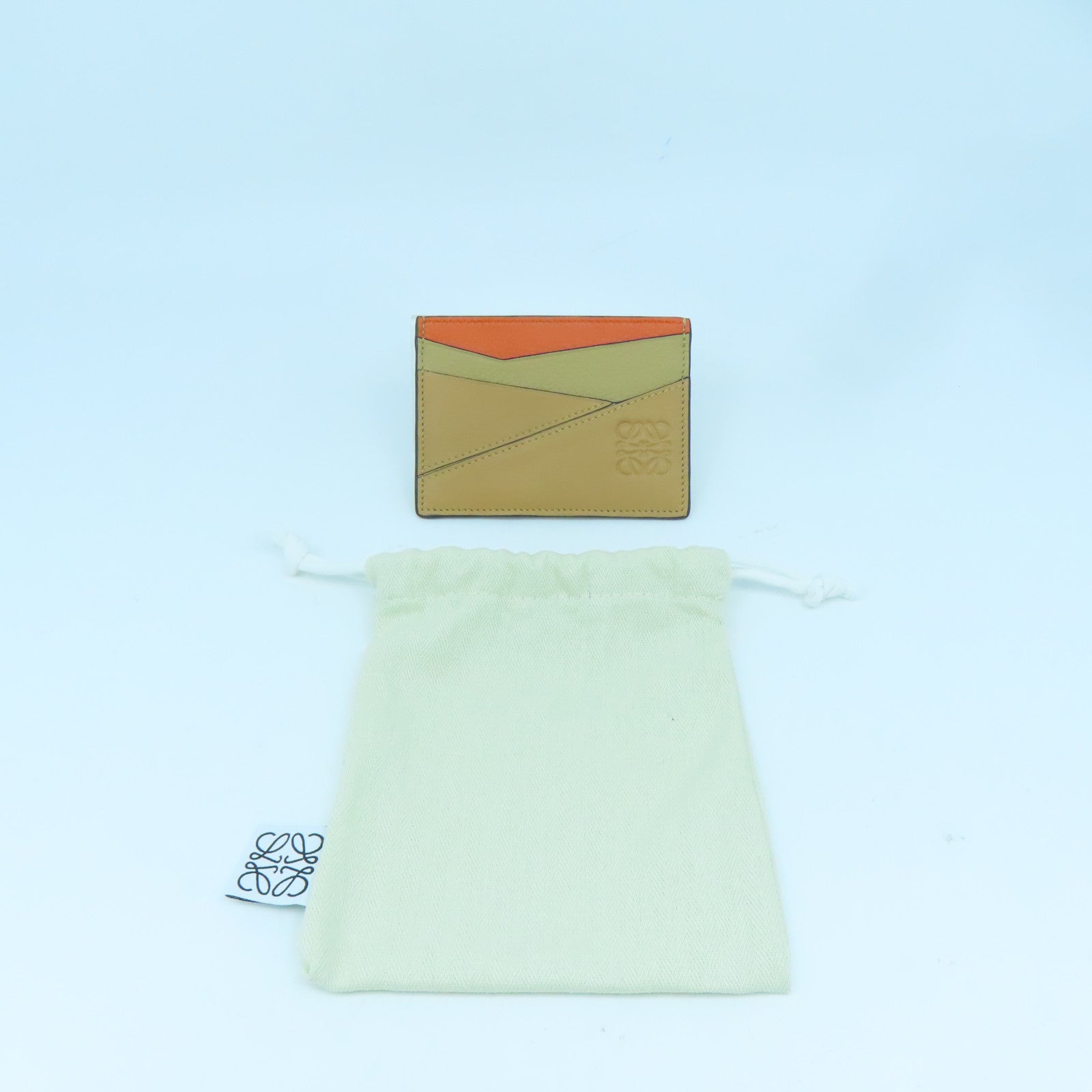 LOEWE 牛皮皮革Card Case卡片套啡色/橙色